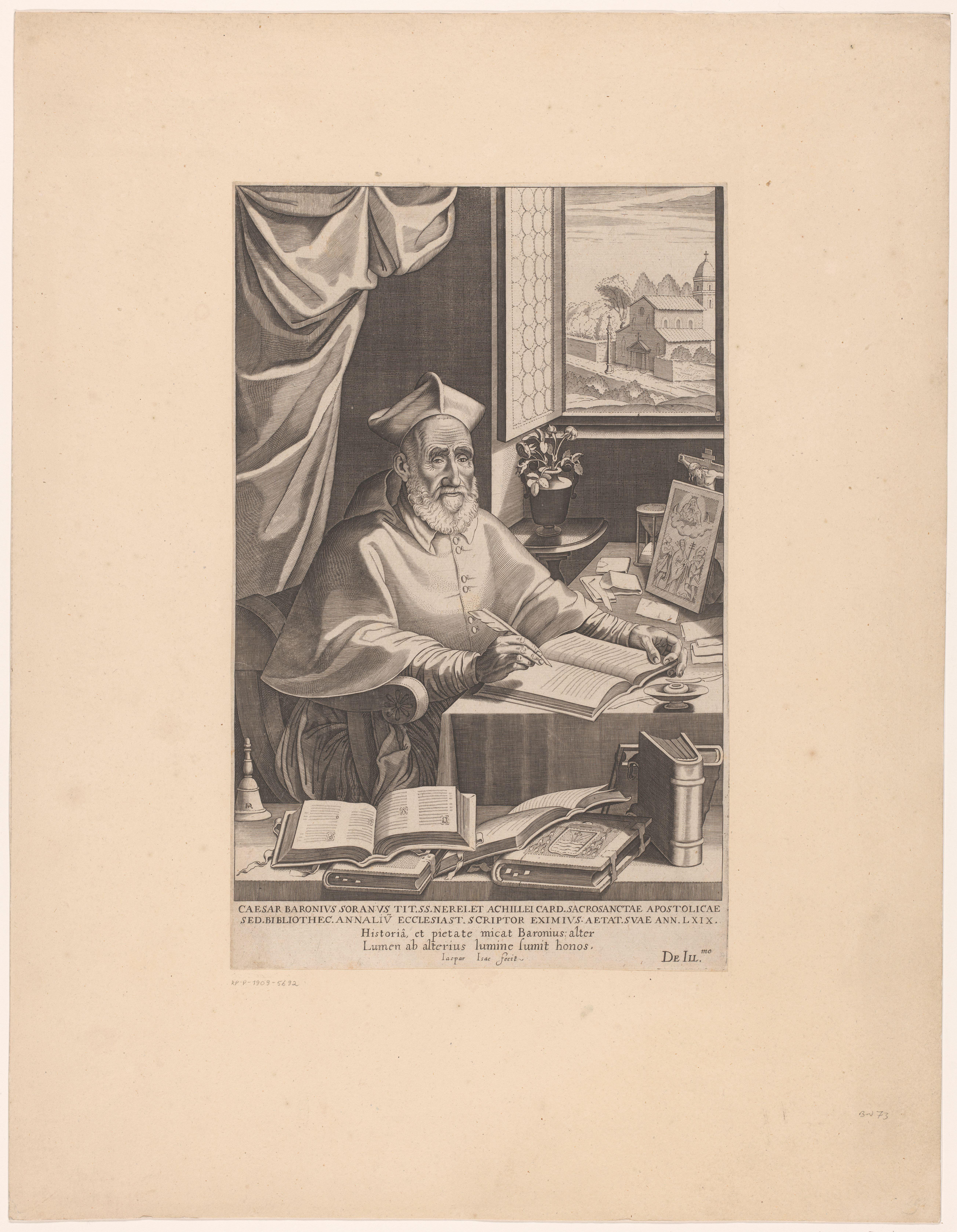 Portret van Caesar Baronius in zijn studeerkamer