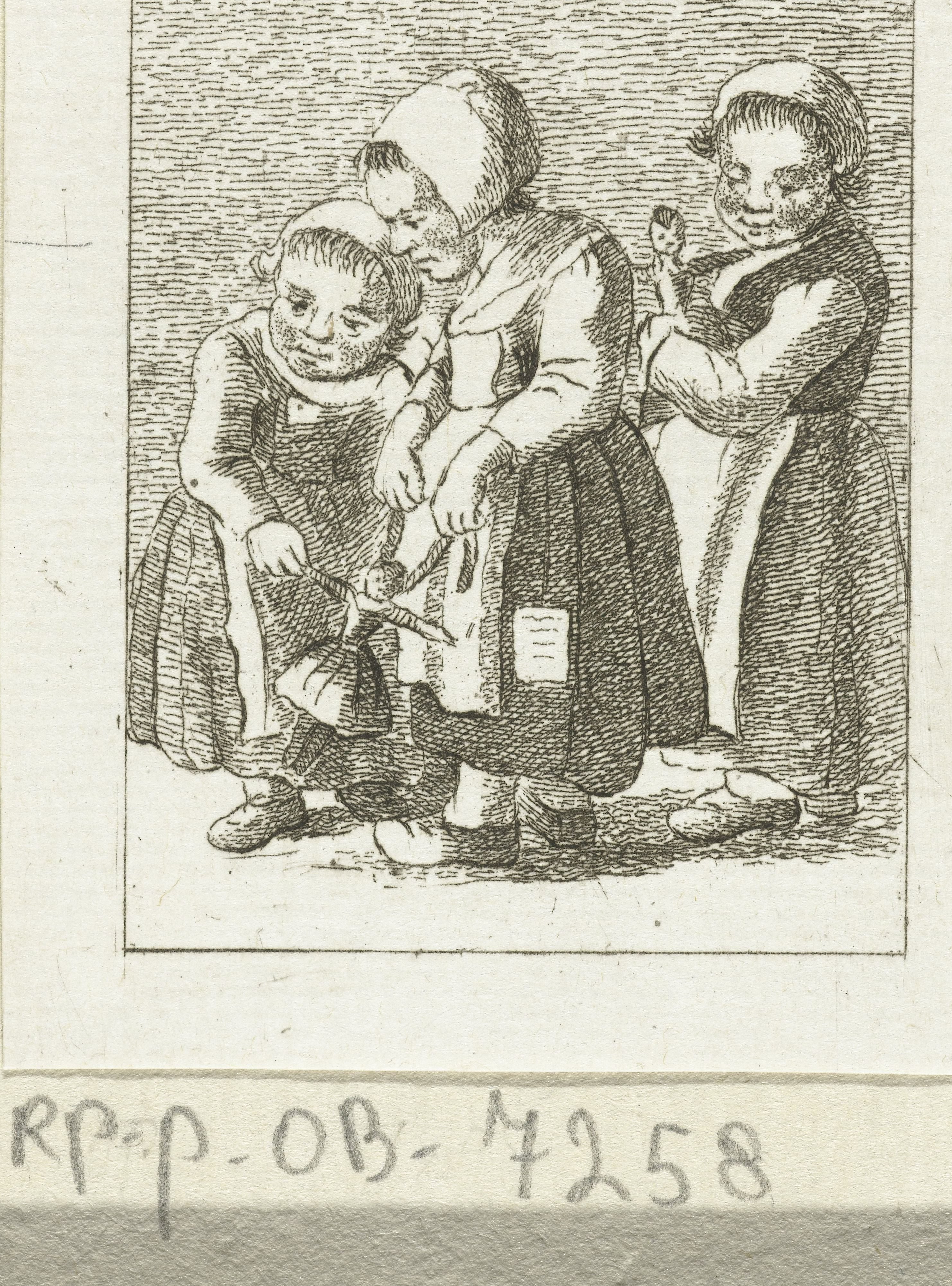 Drie meisjes met poppen