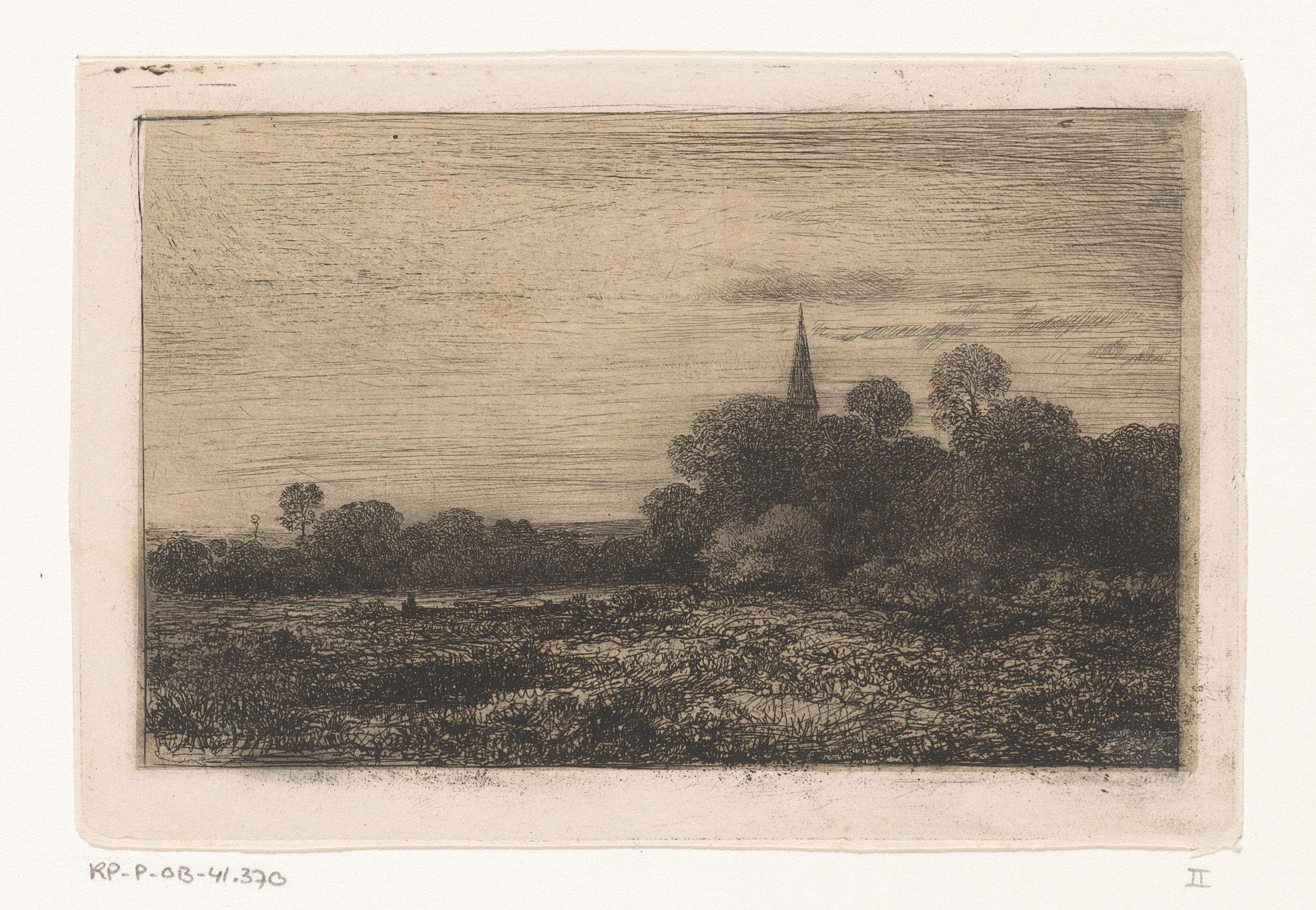 Landschap met kerktoren