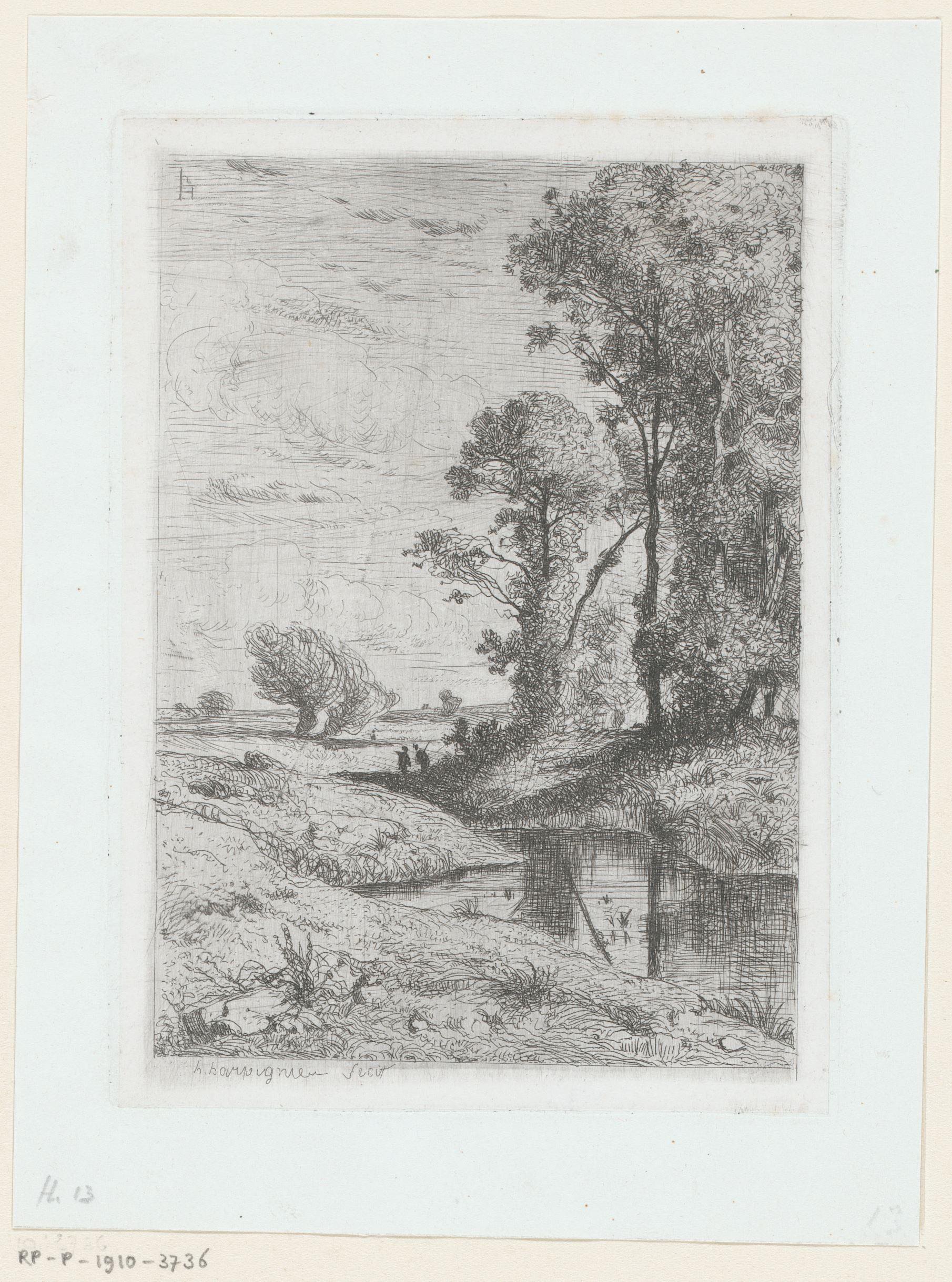 Landschap met bomen langs een sloot