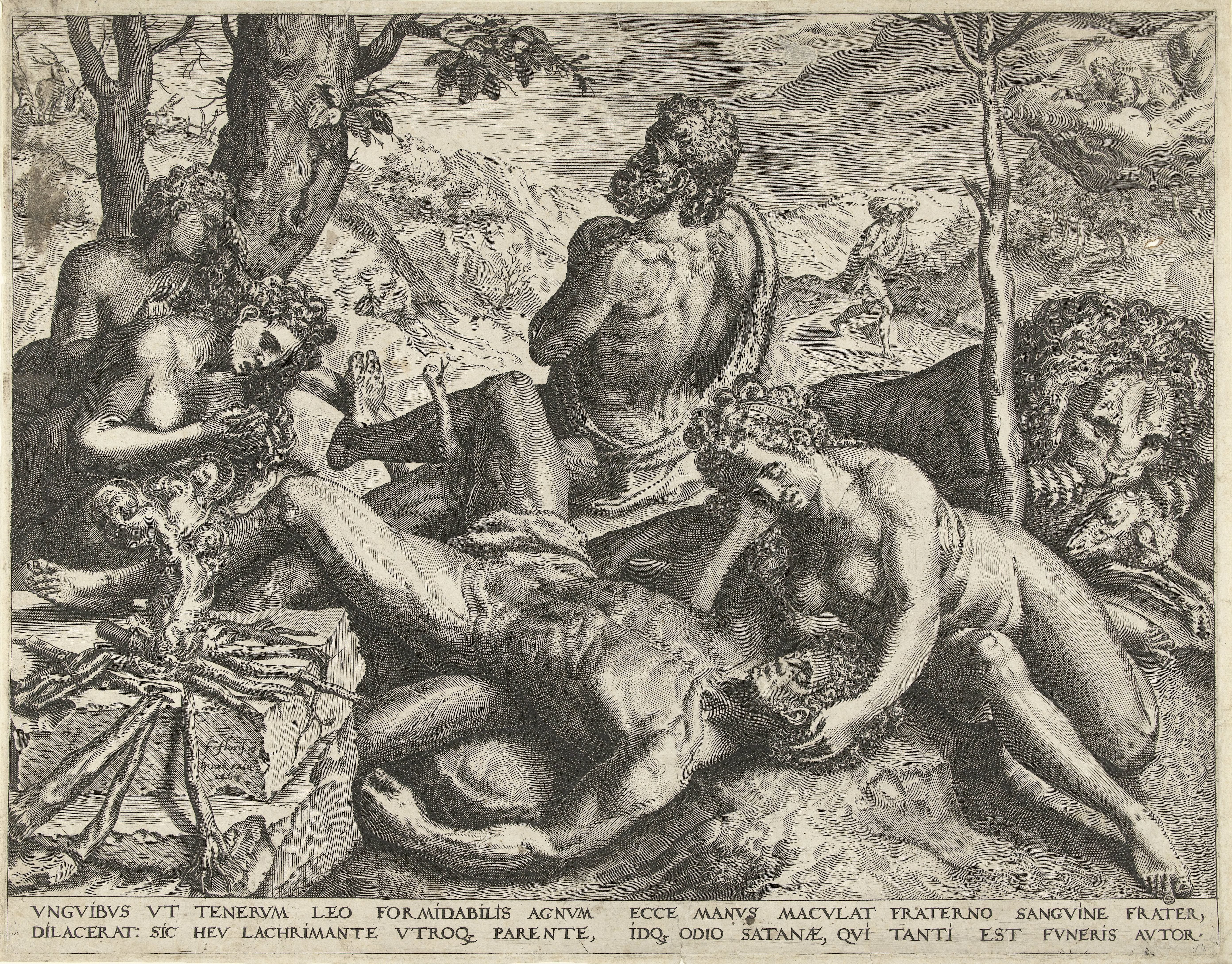 Adam en Eva bewenen de dode Abel