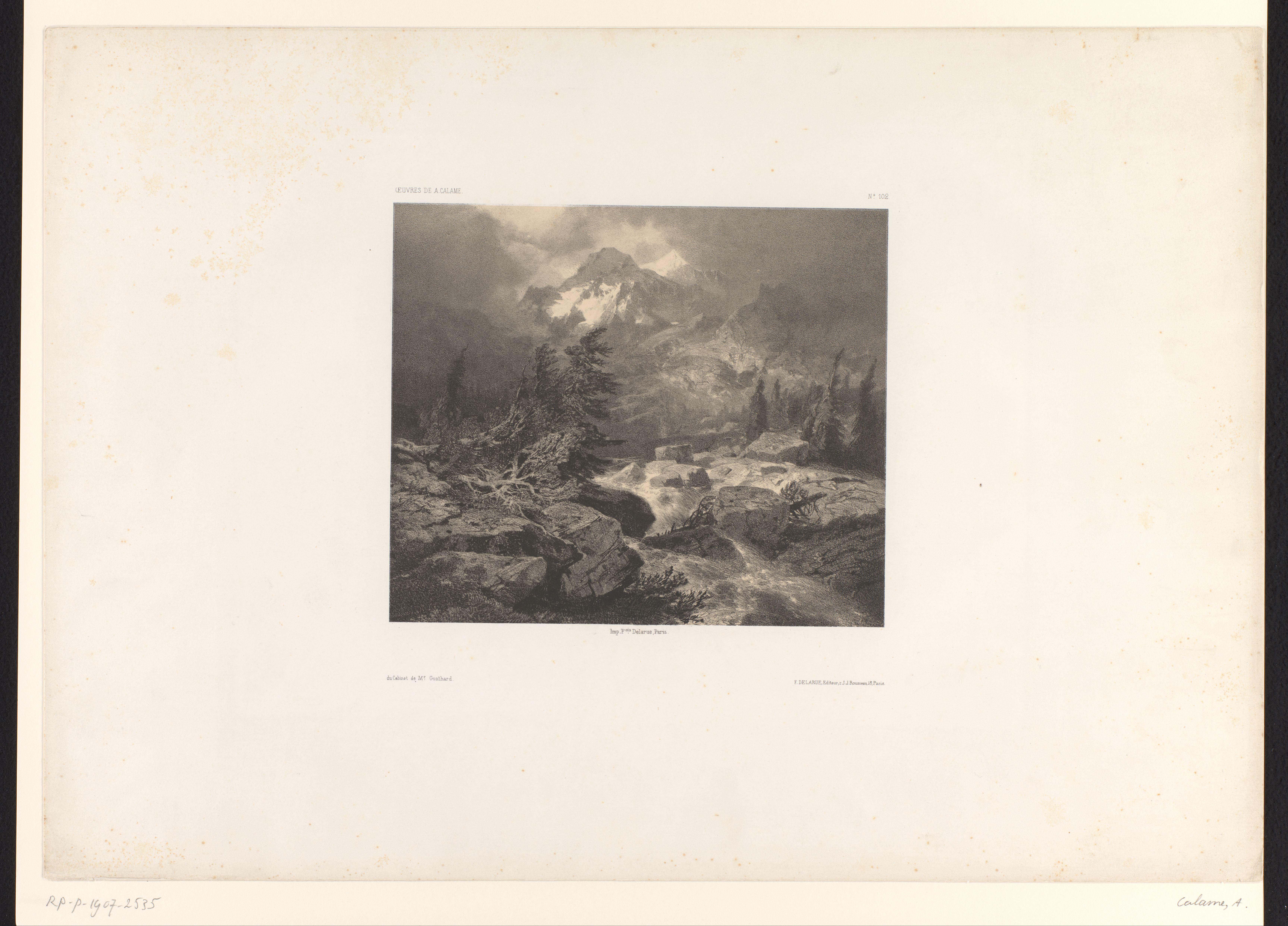 Berglandschap met beek langs rotsen