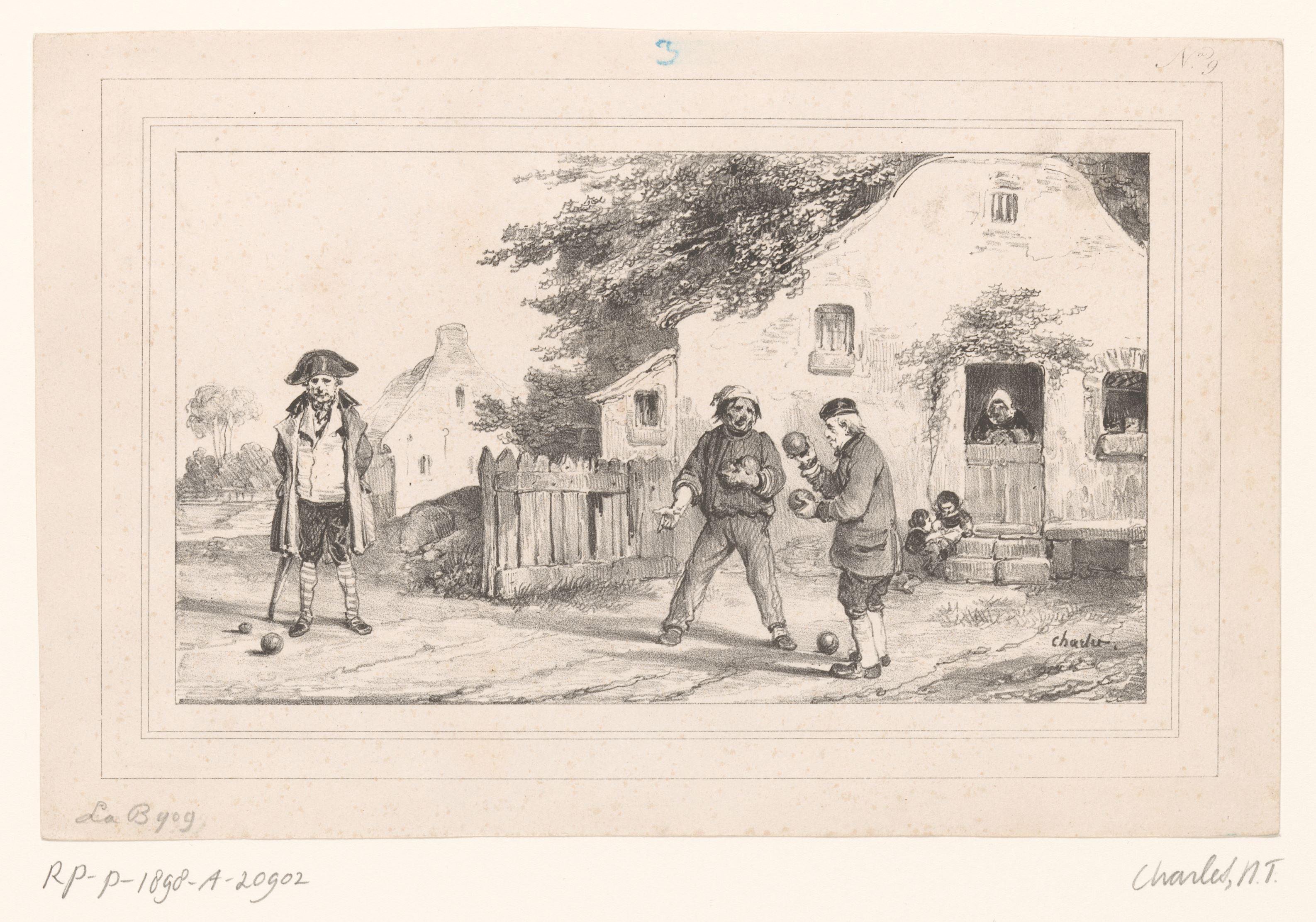 Drie mannen spelen jeu de boules