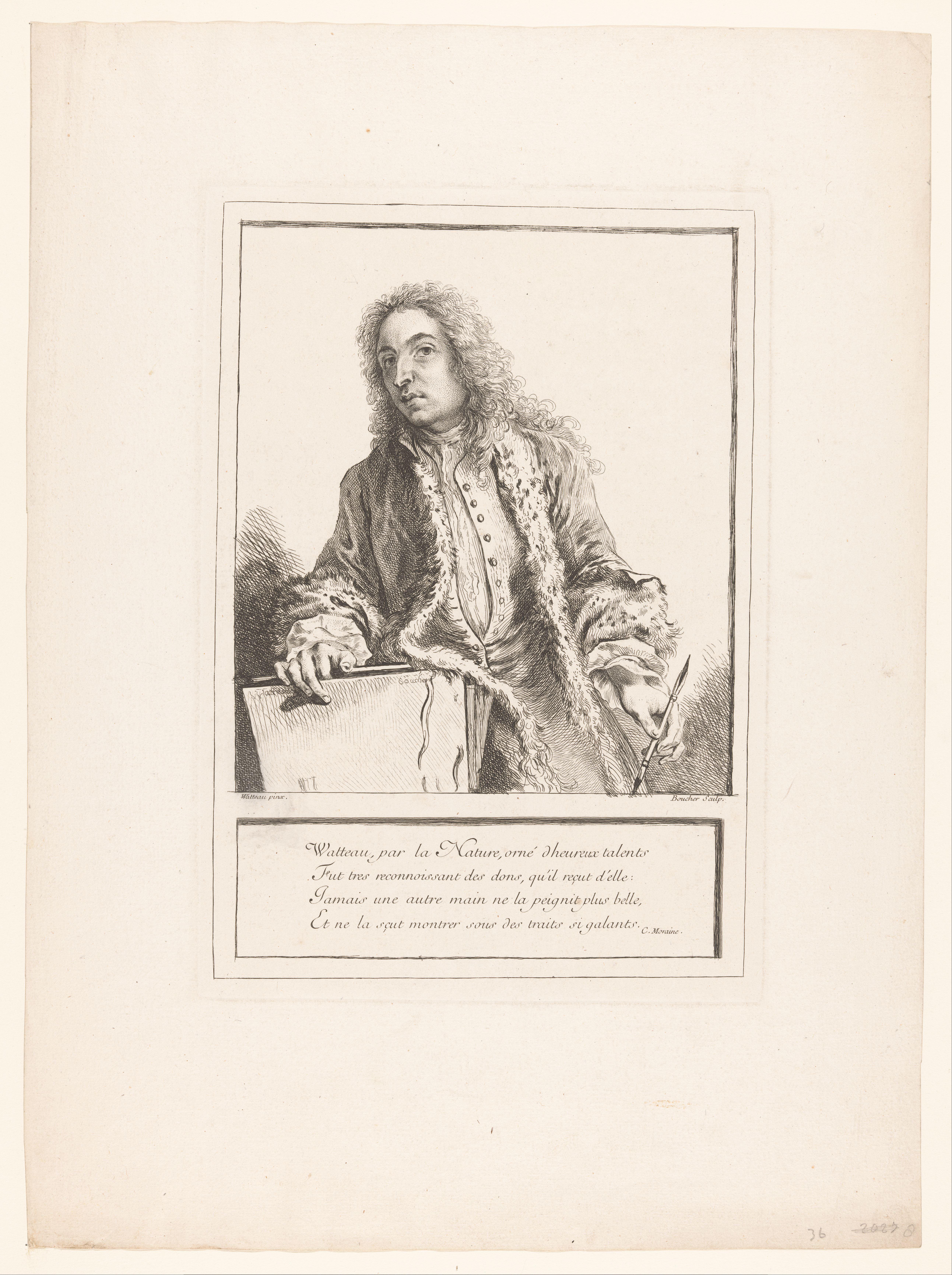 Titelprent met het portret van Jean Antoine Watteau