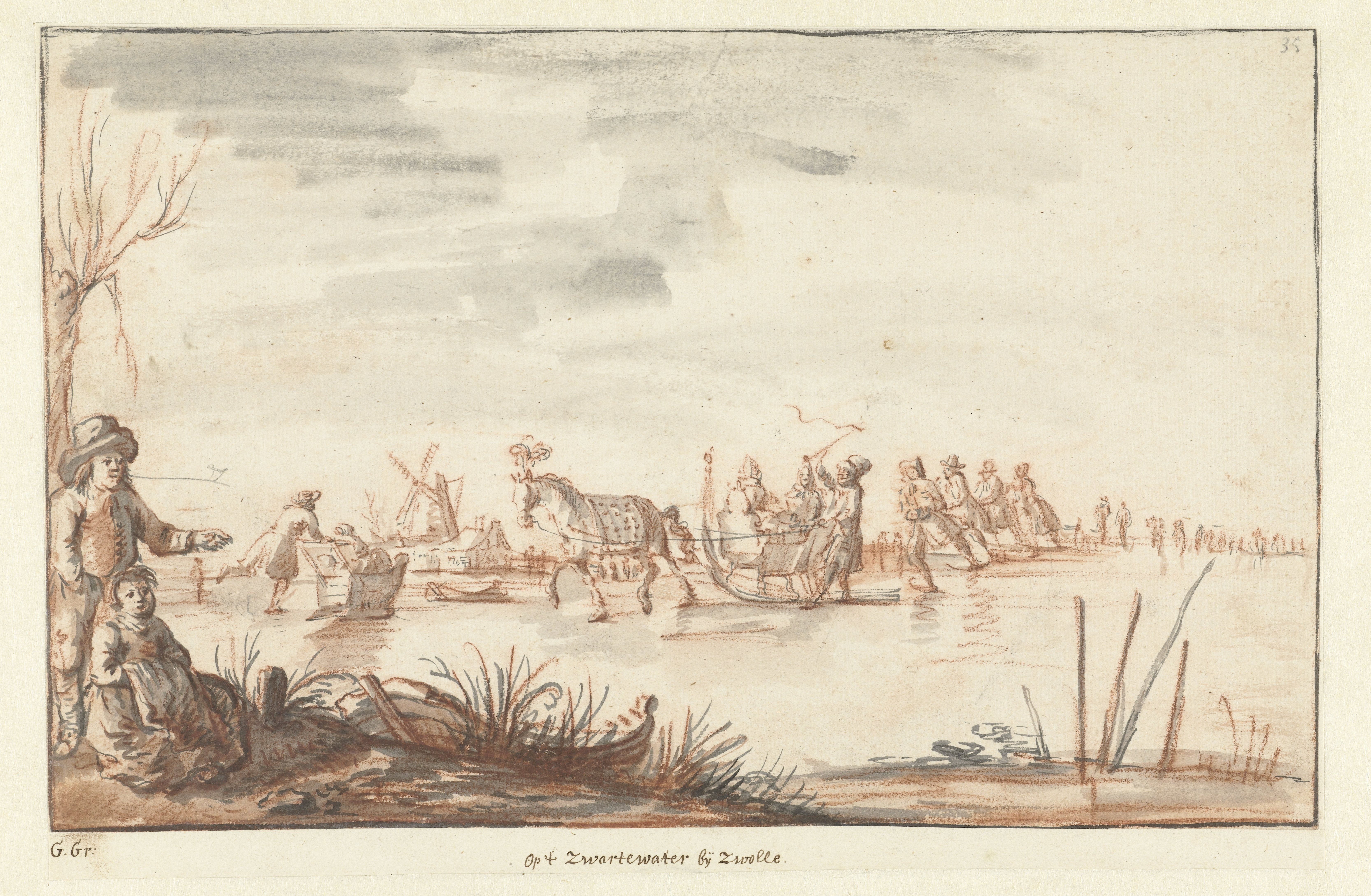 Wintergezicht op het Zwarte Water bij Zwolle