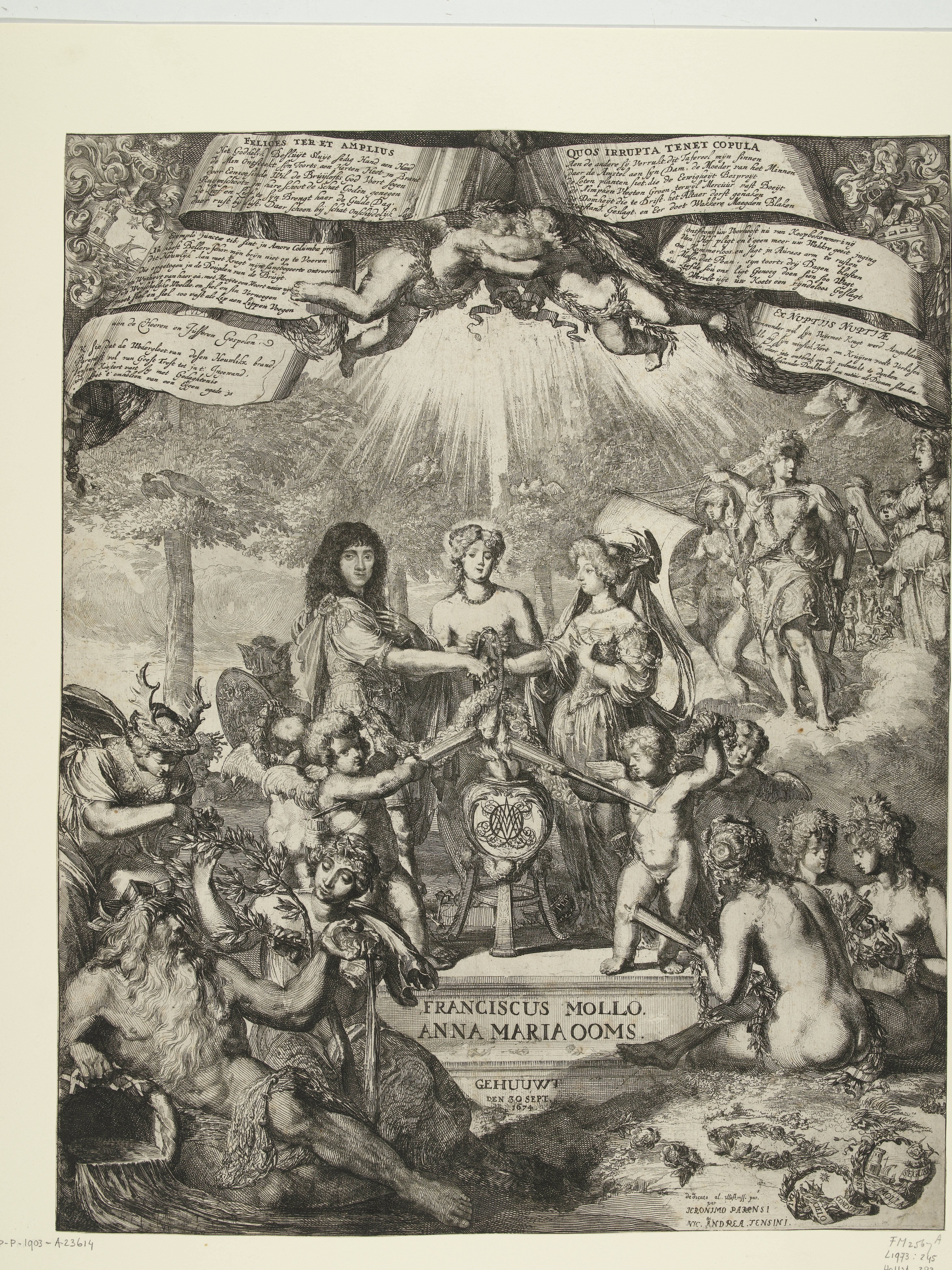 Allegorie op het huwelijk van Franciscus Mollo en Anna Maria Ooms, 1674