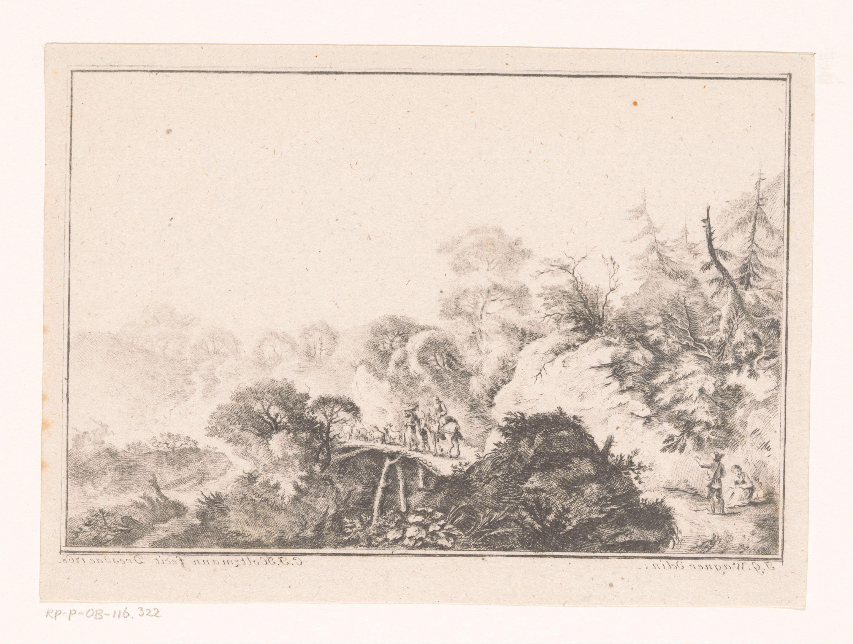 Heuvellandschap met schaapherders