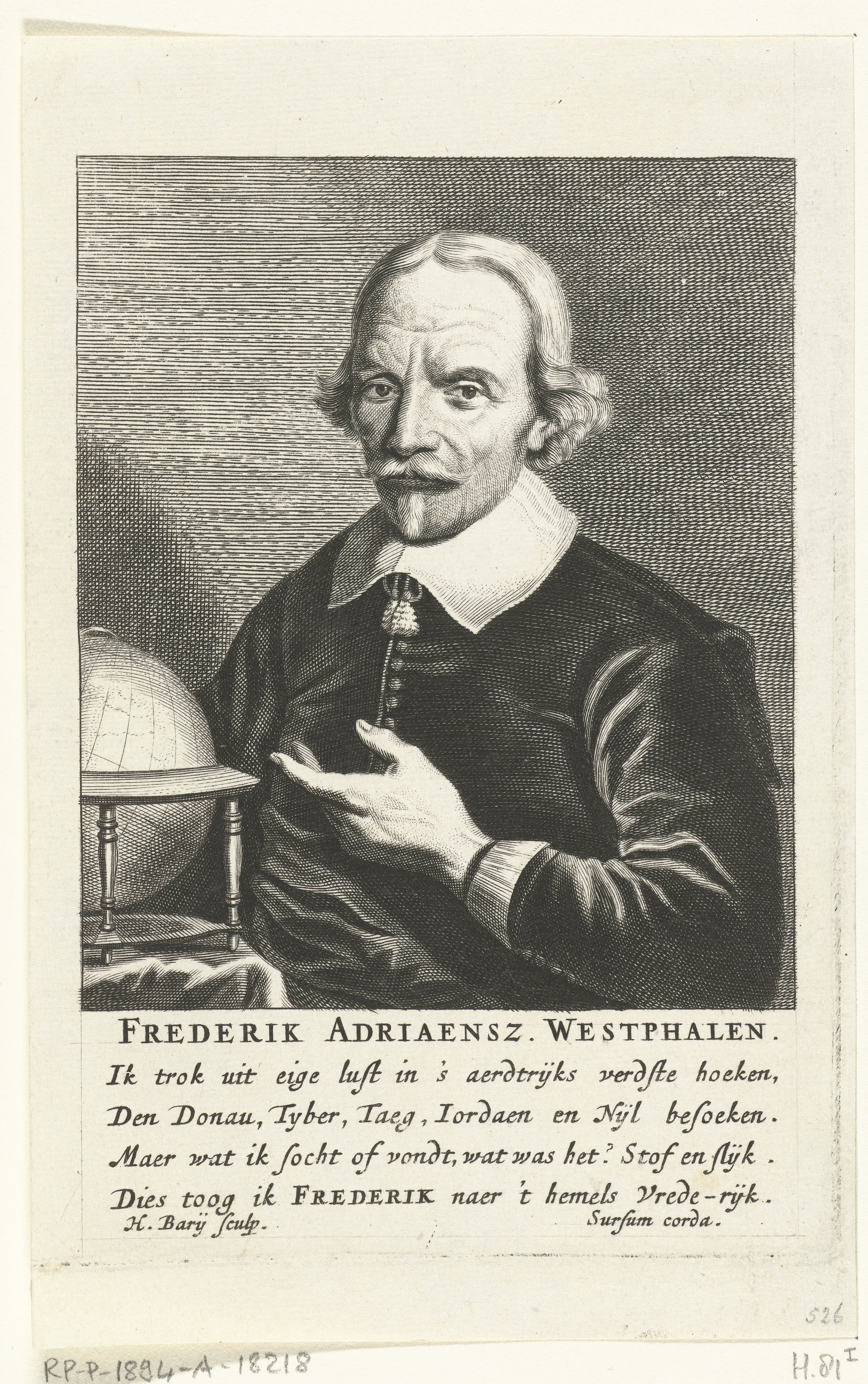 Portret van Frederik Adriaensz. Westphalen op 72-jarige leeftijd