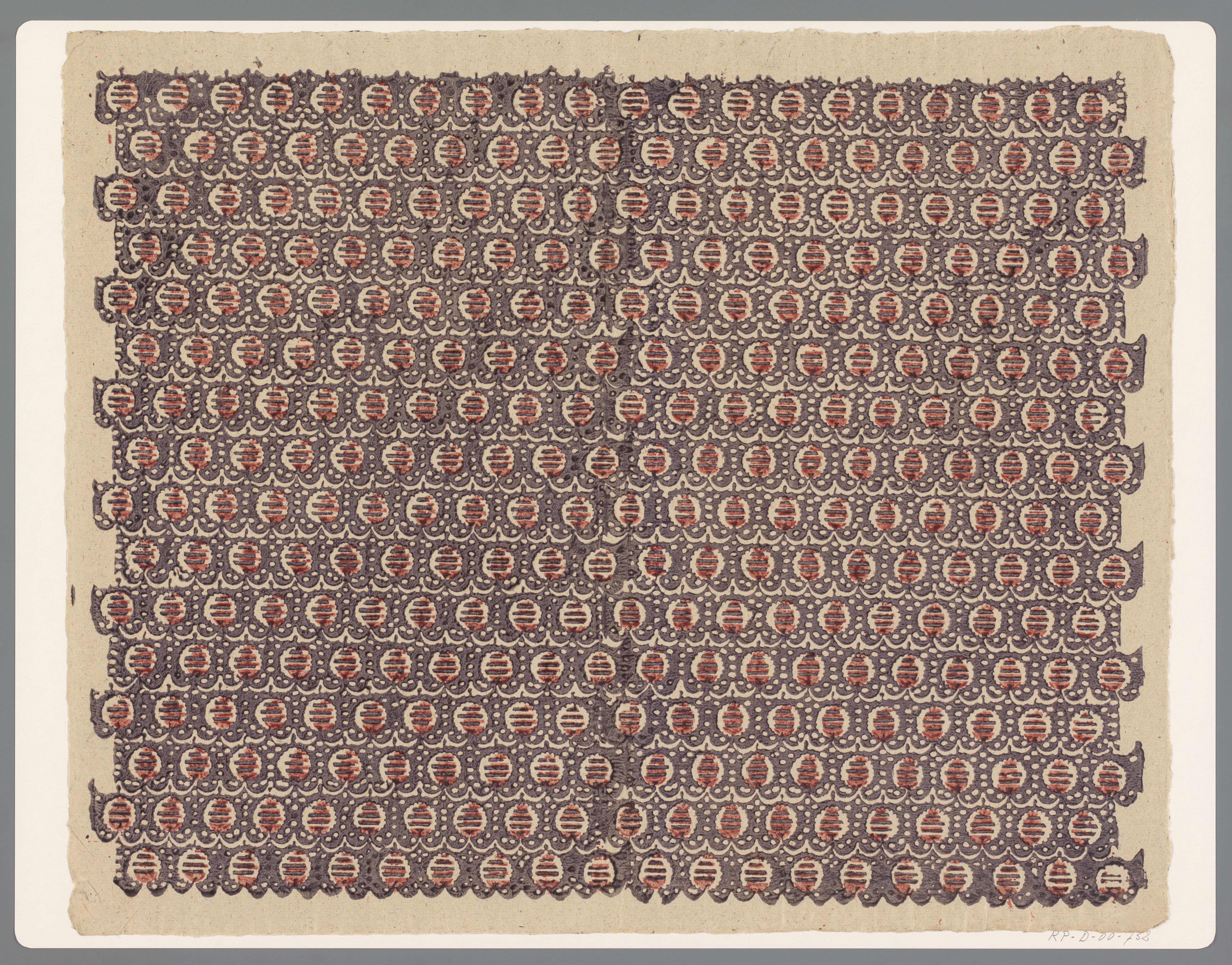 Blad met banenpatroon met uitgespaarde motieven
