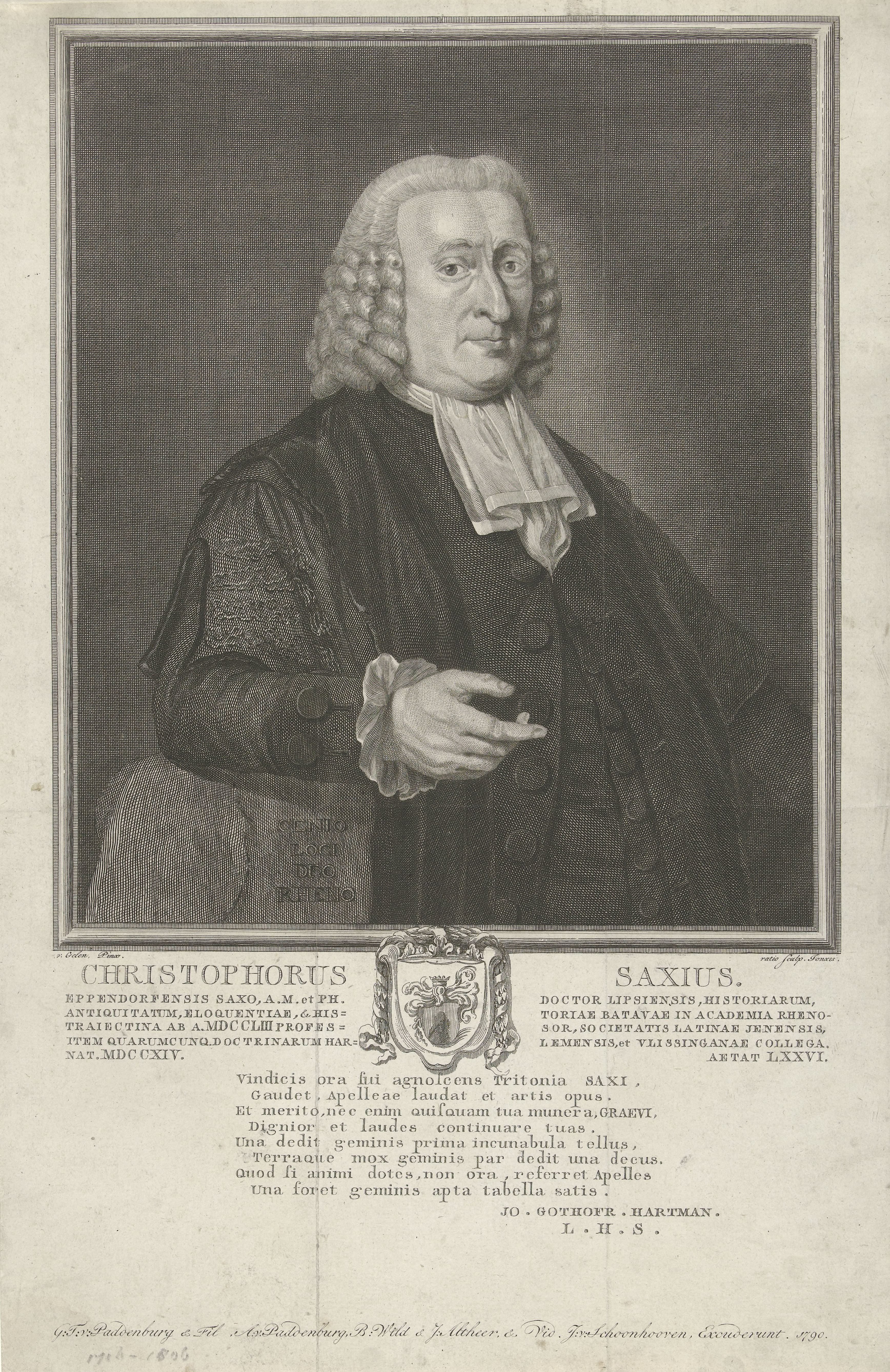 Portret van Christophorus Saxius