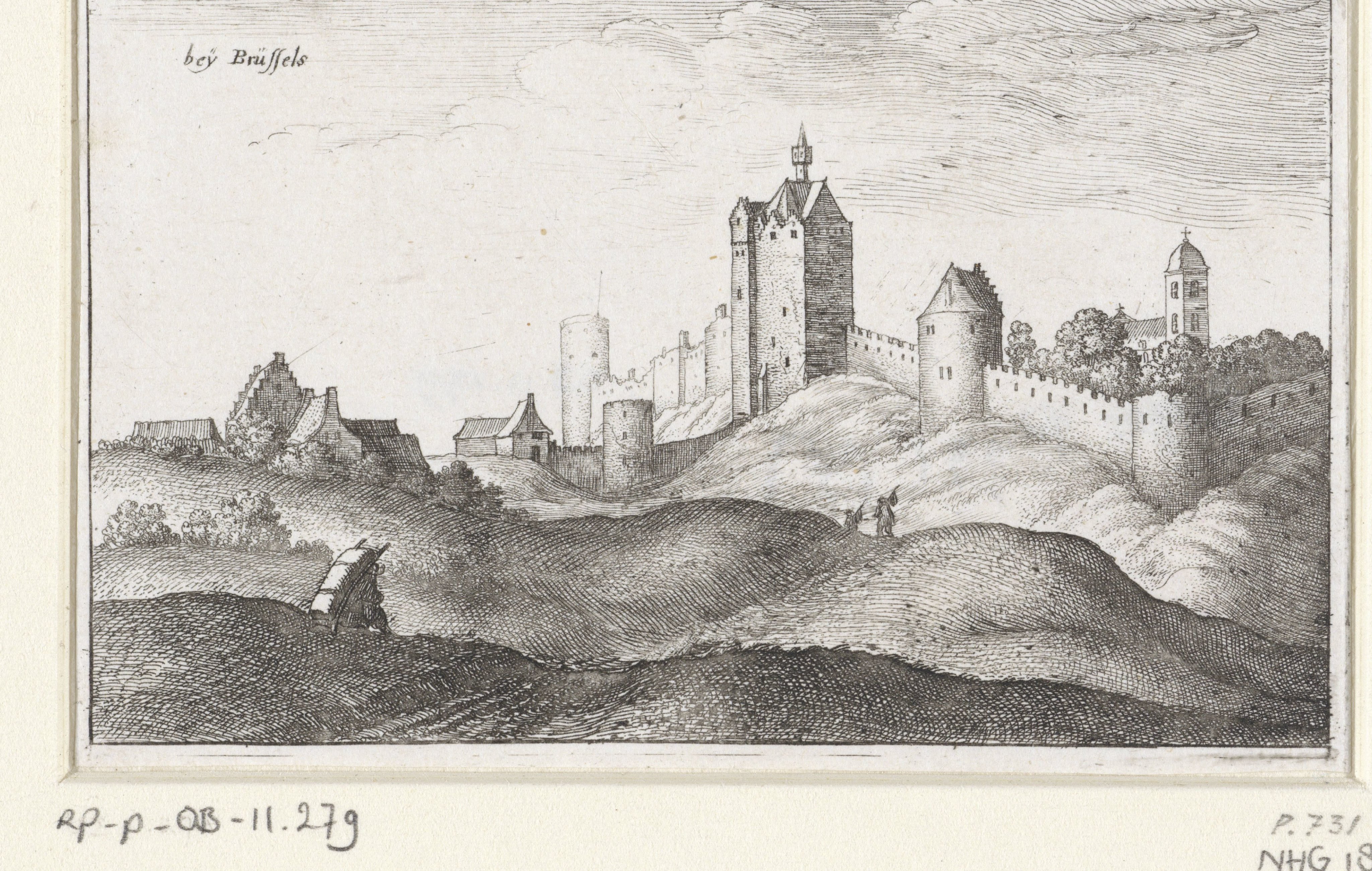 Landschap met stadsmuren bij Brussel