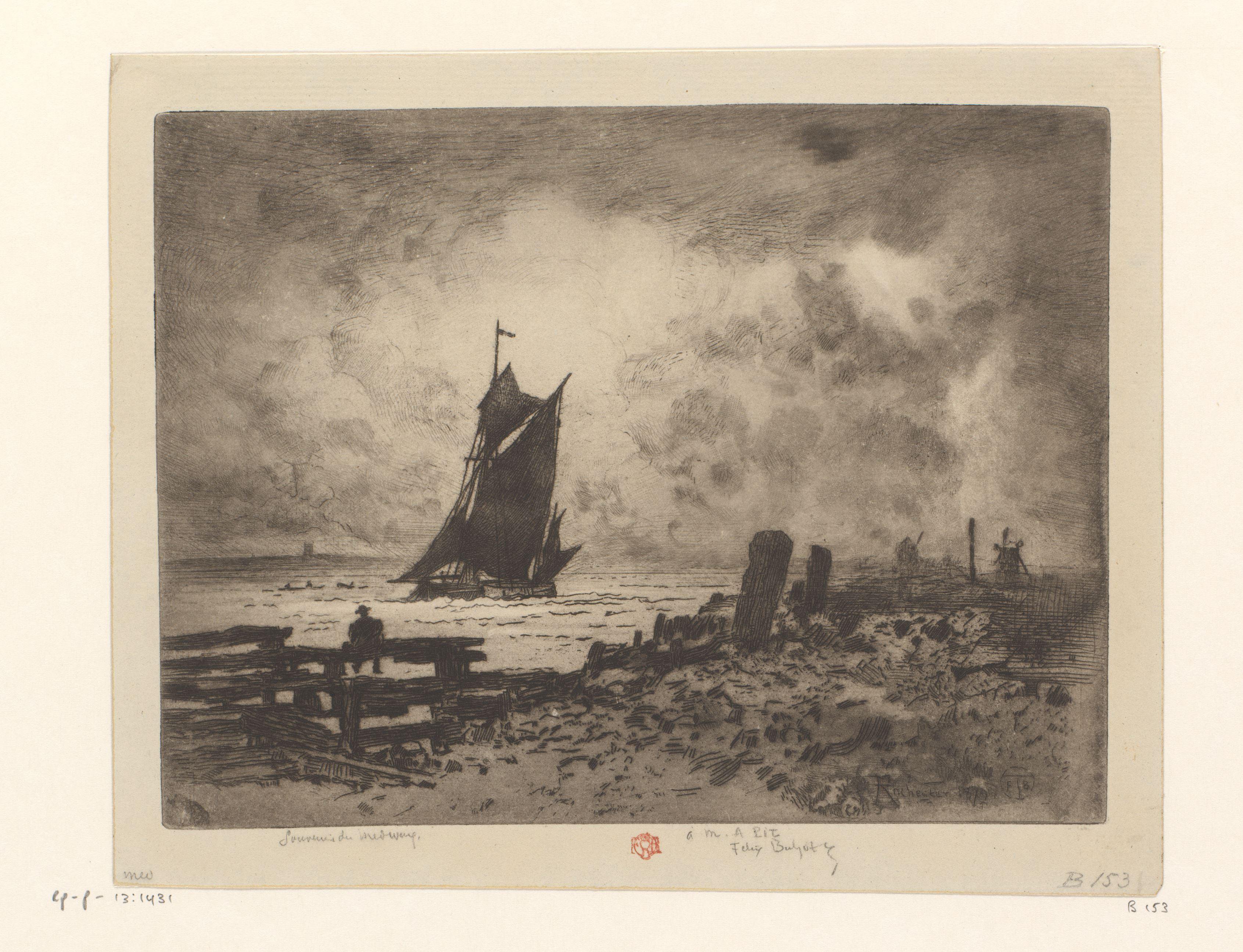 Zeegezicht met schip