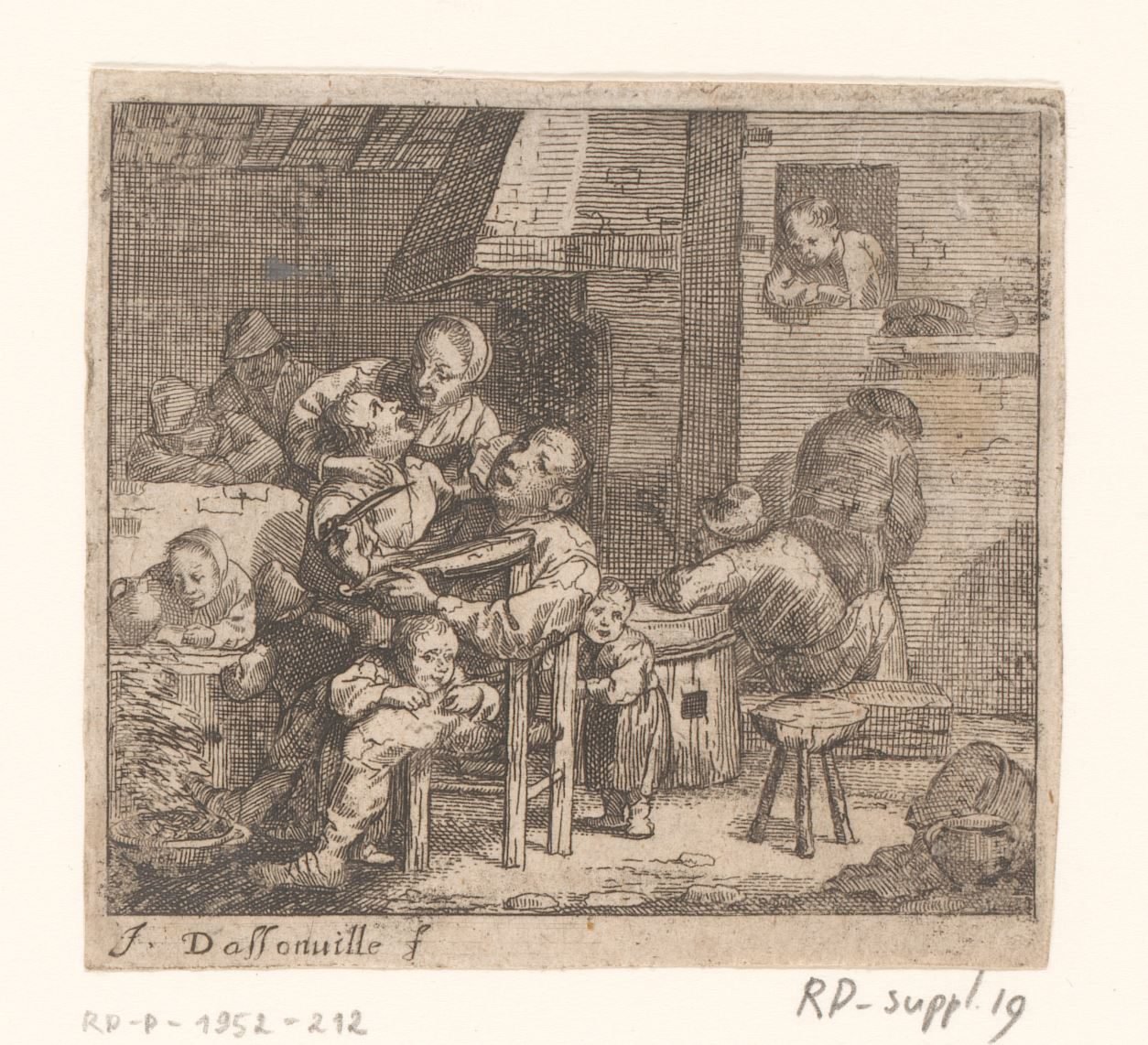 Interieur met vioolspeler
