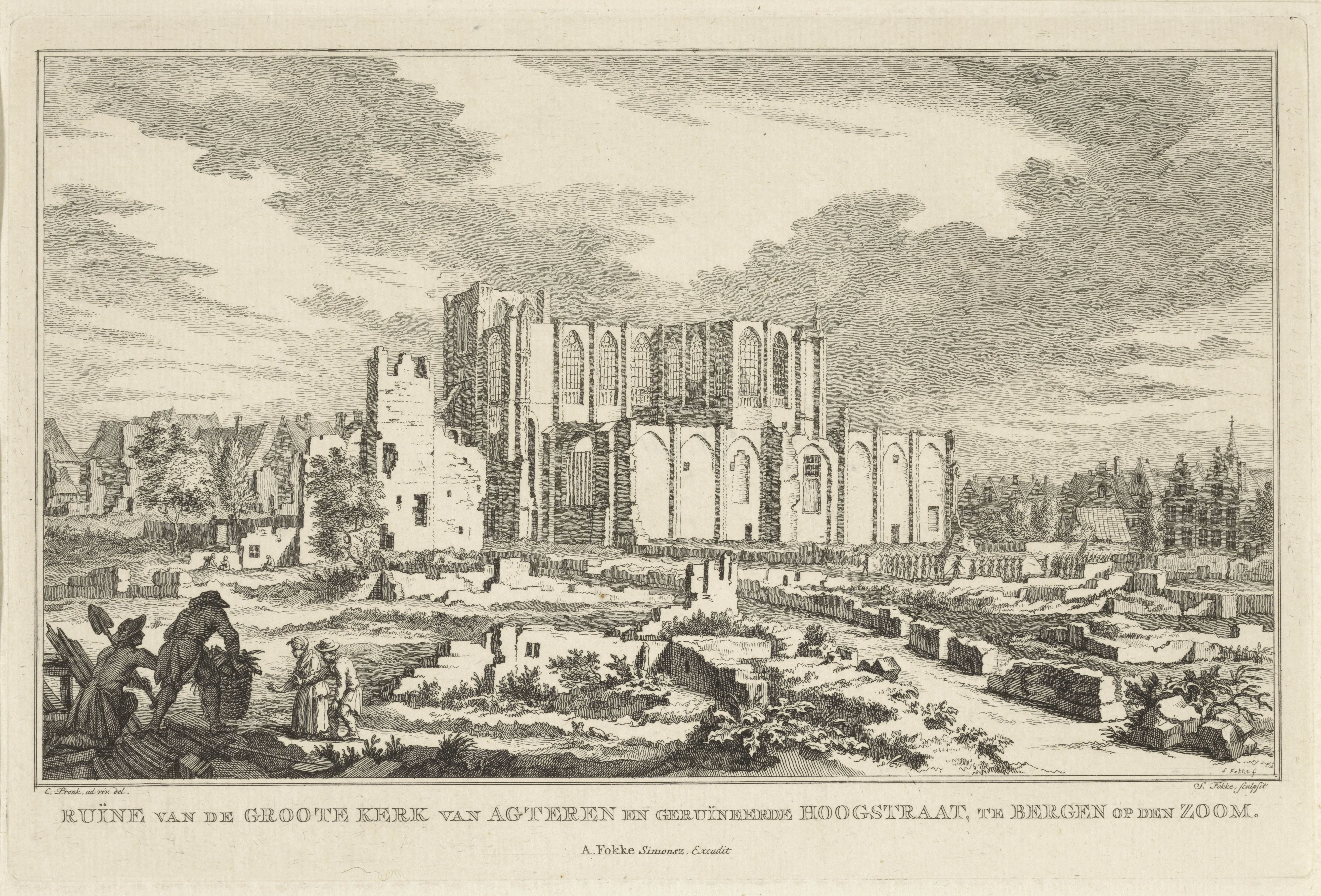 Ruïne van de Grote Kerk van Bergen op Zoom, 1748