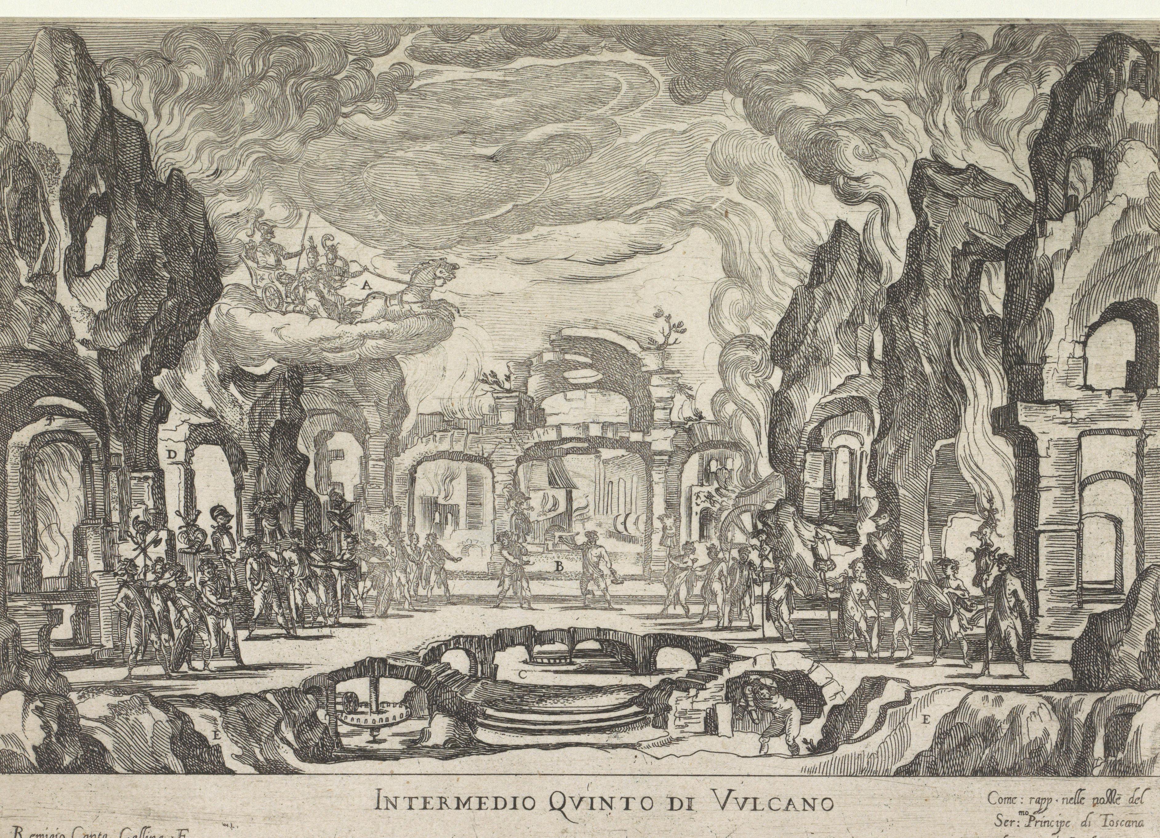 Theaterscène in de smidse van Vulcanus