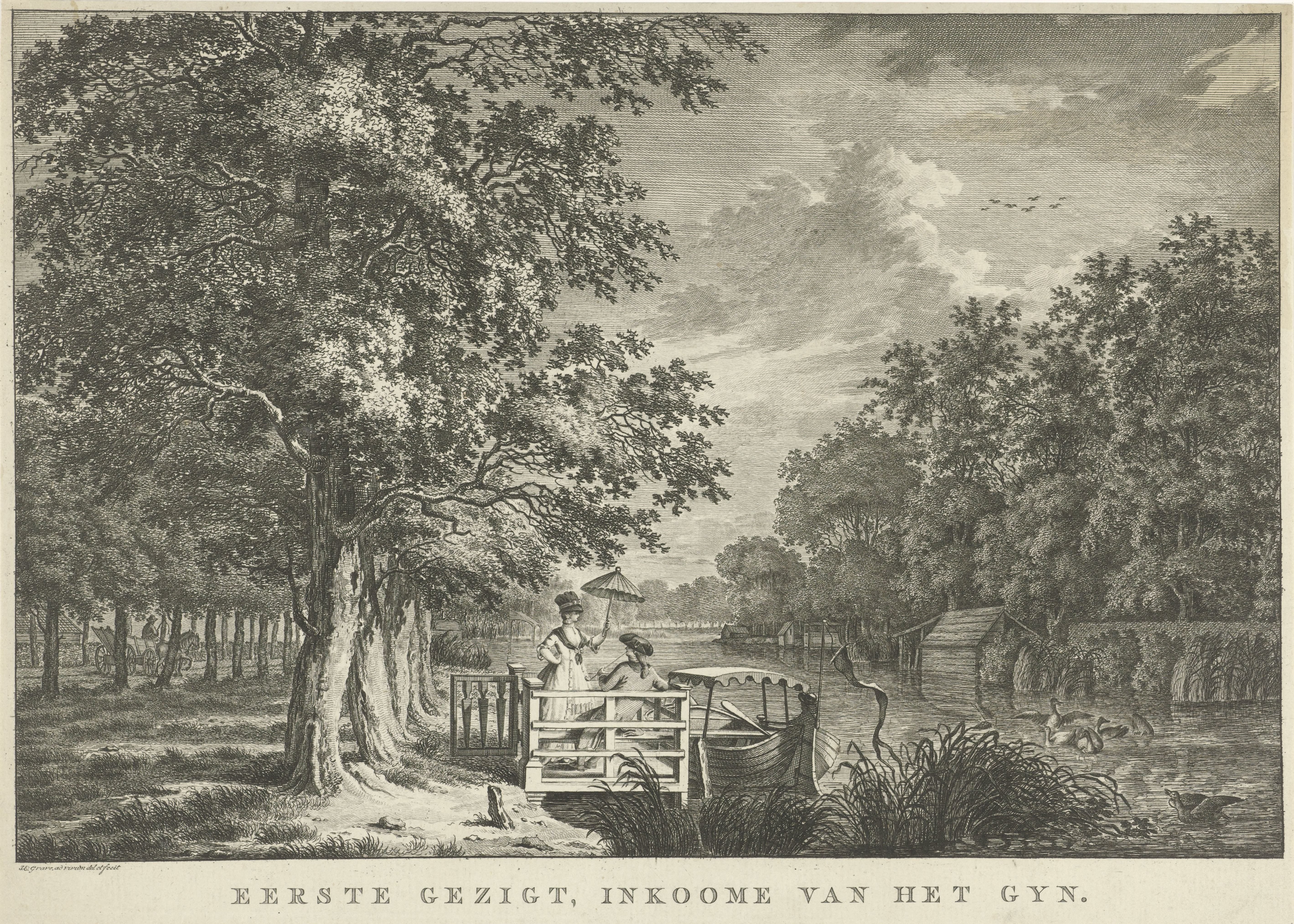 Landschap met een paar aan de oever van het Gein