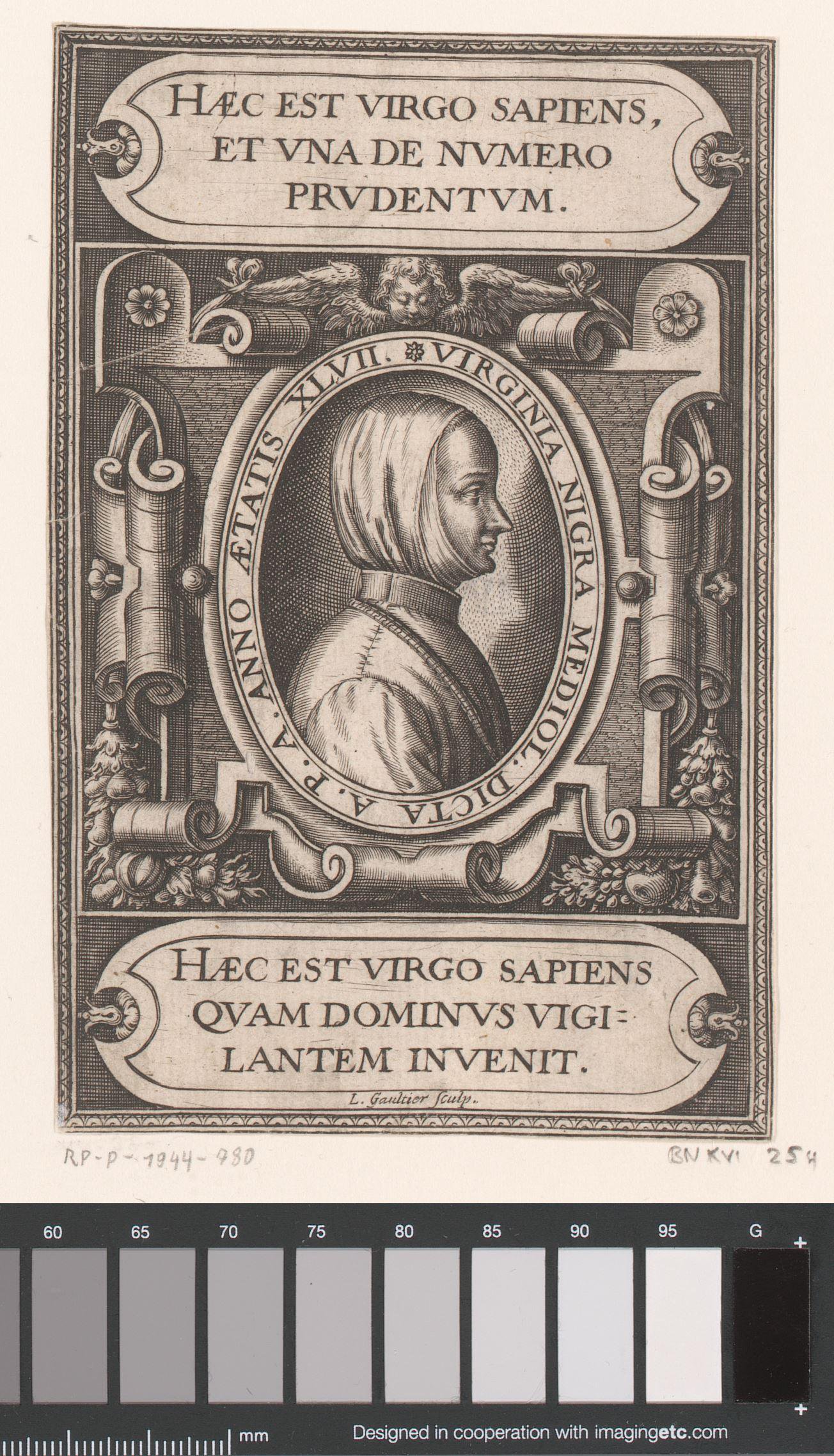 Portret van Virginia Nigra op 47-jarige leeftijd als wijze maagd