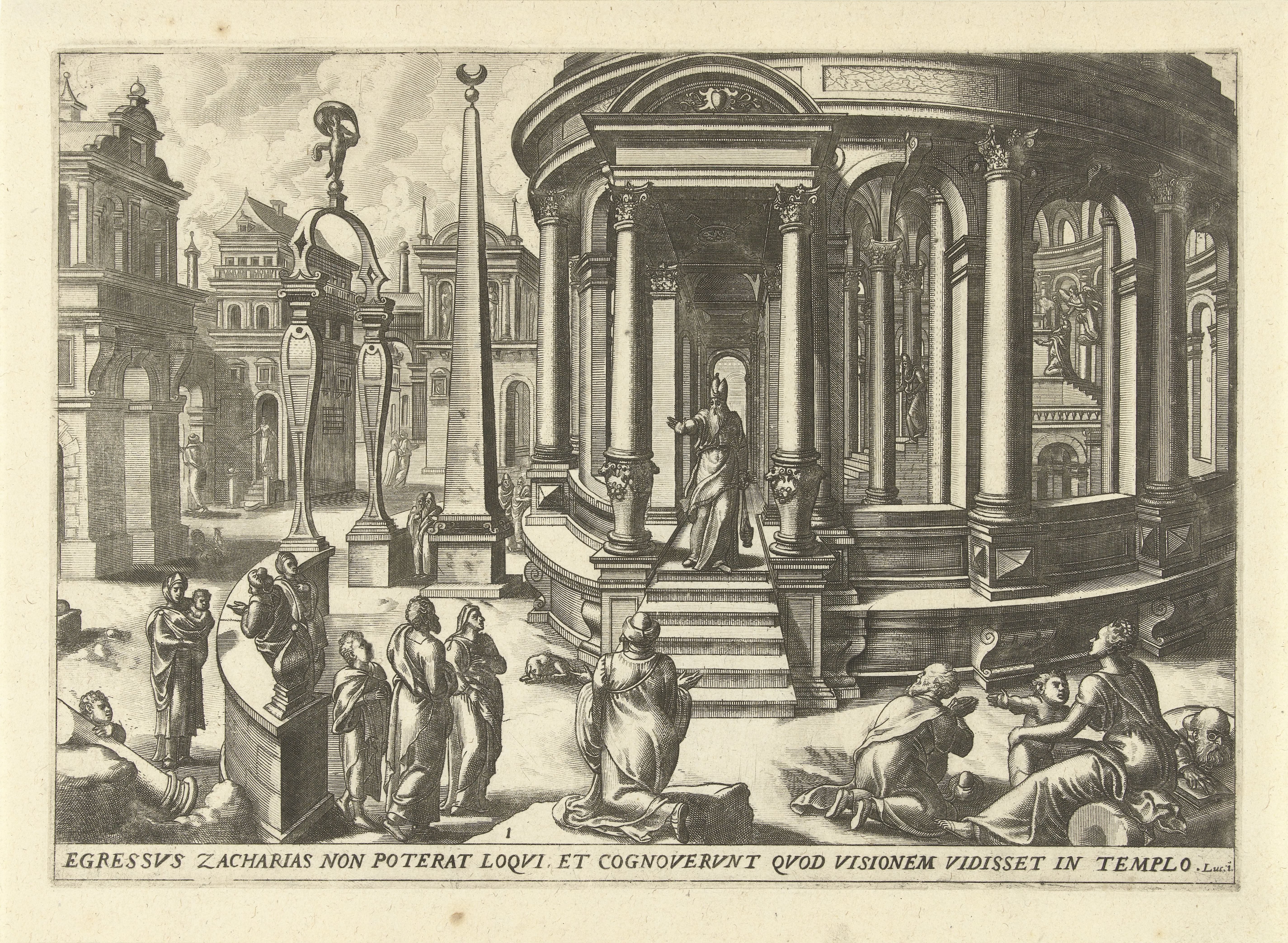 Zacharias op de treden van de tempel