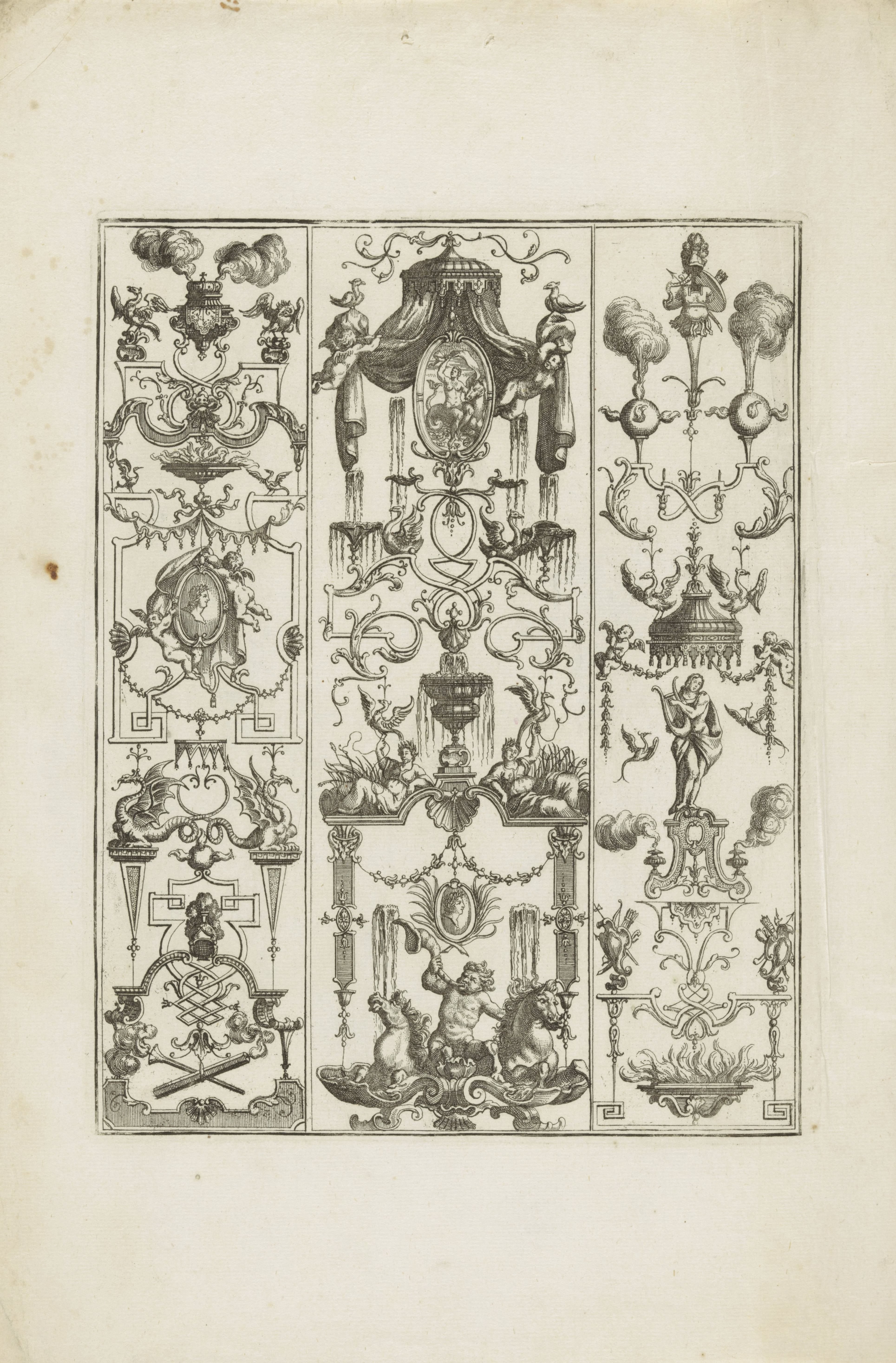 Grotesken met figuur op rug hippocampus