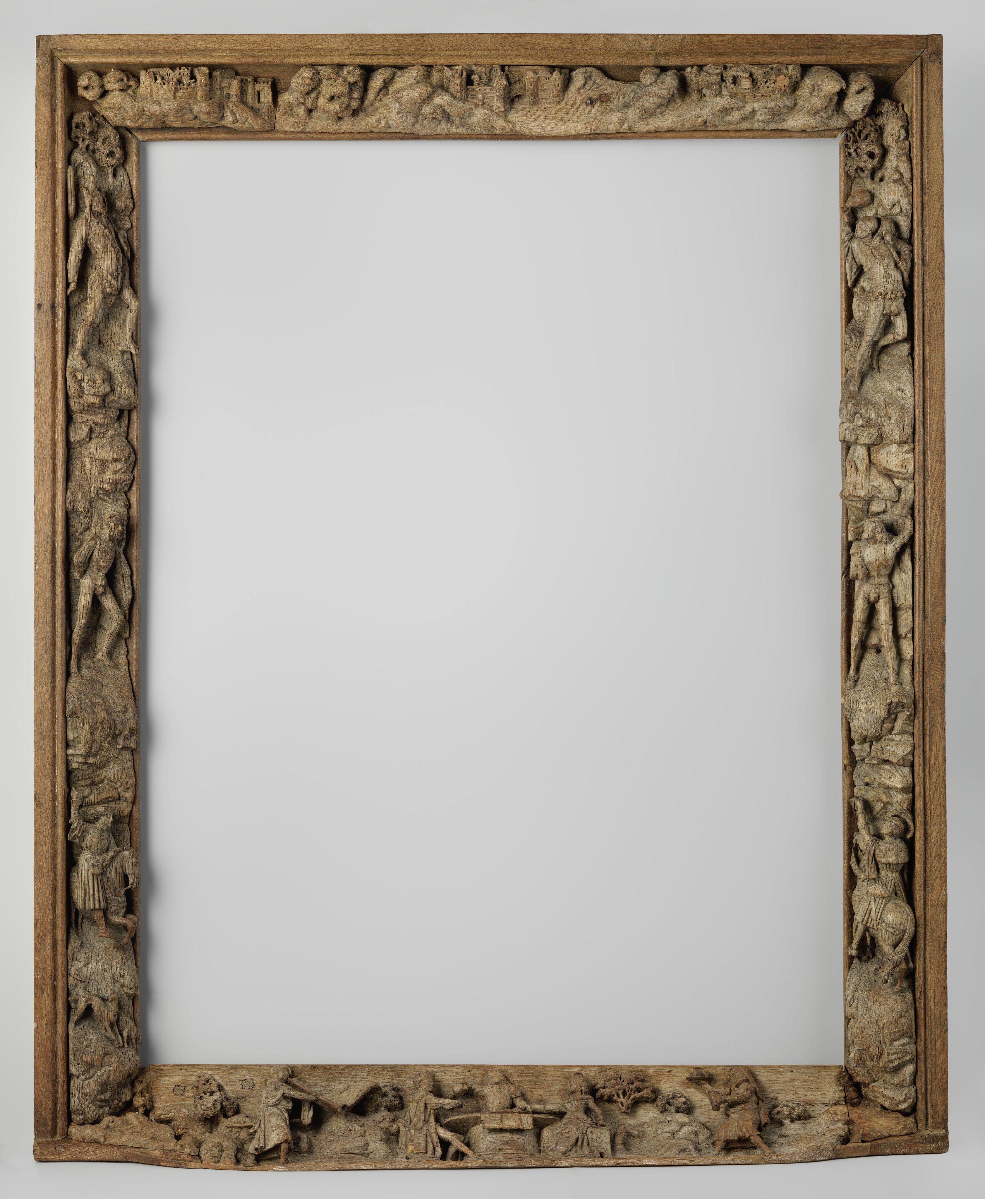 Painting Frame with Falcon-Hunting and a Courtly Dining Scene