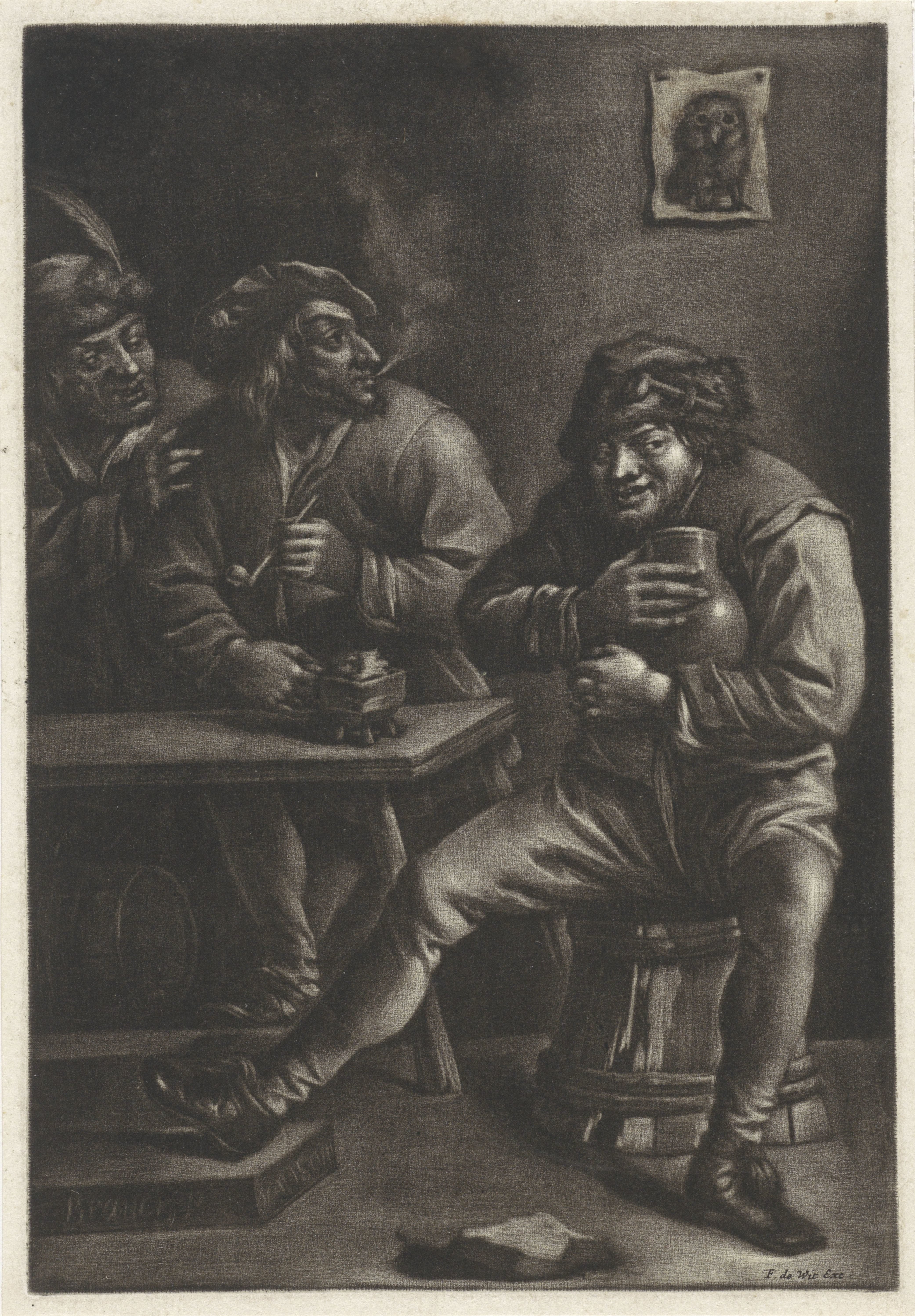 Drie mannen in een herberg
