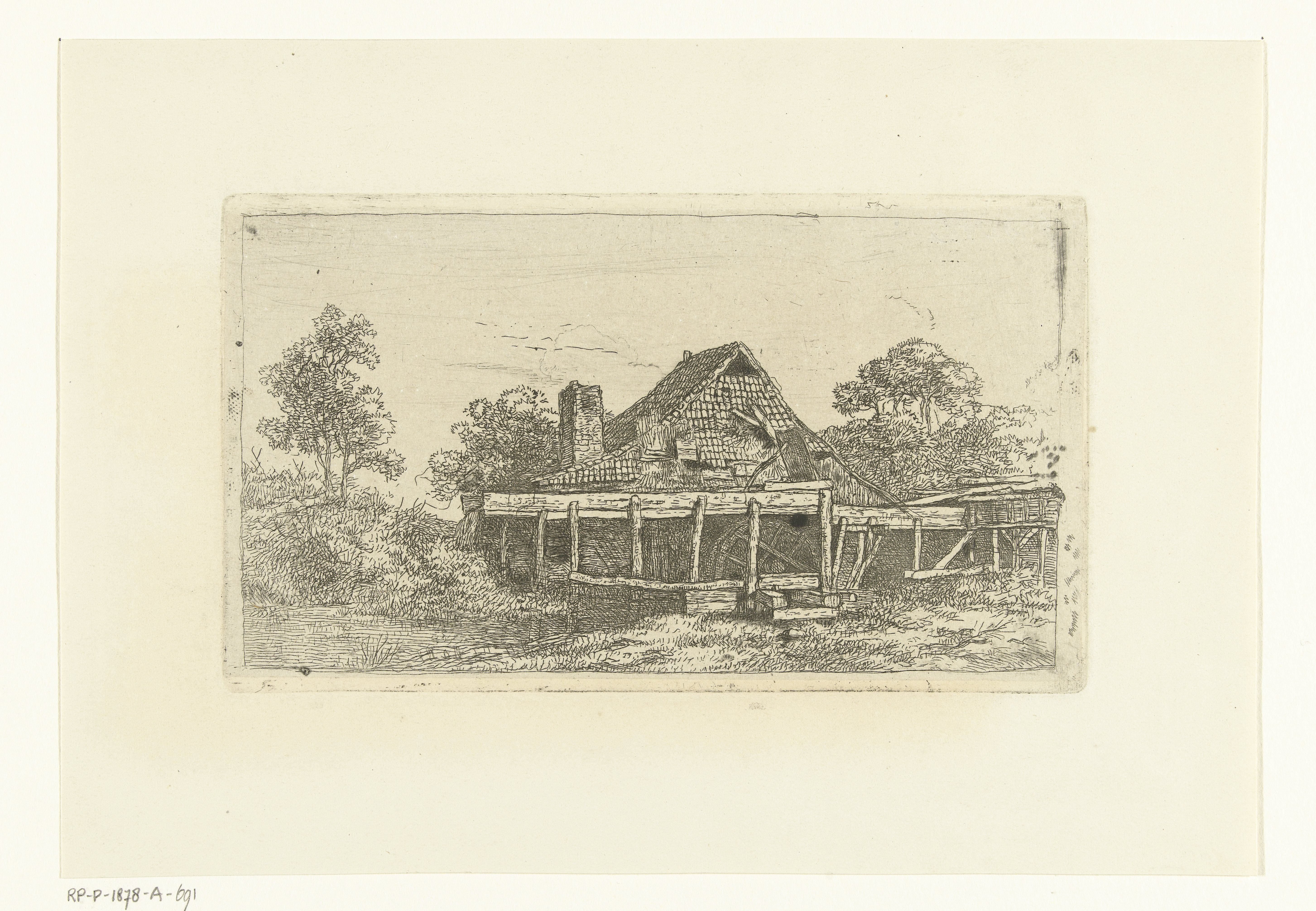 Landschap met watermolen