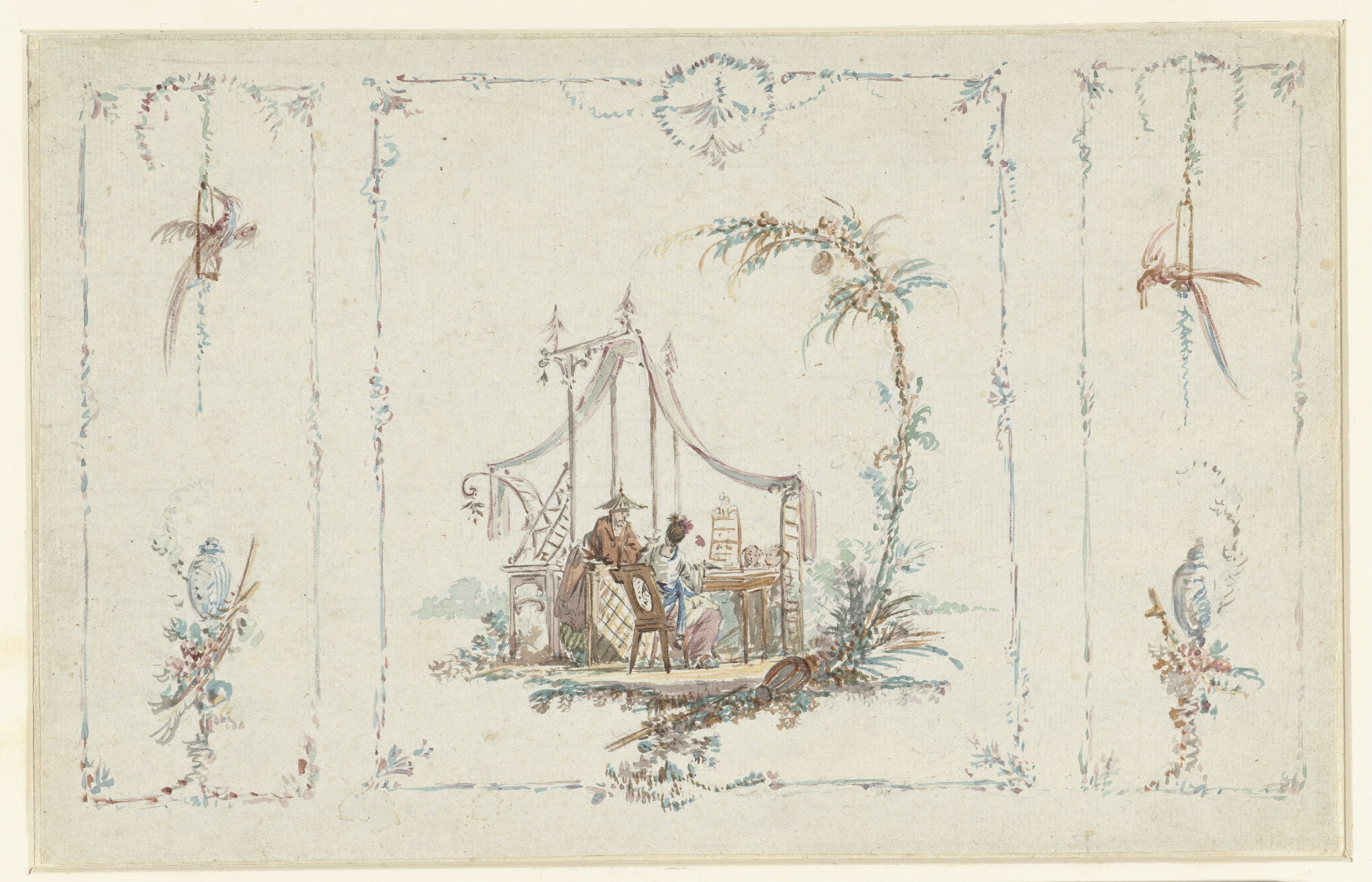 Design sketch in Chinoiserie style