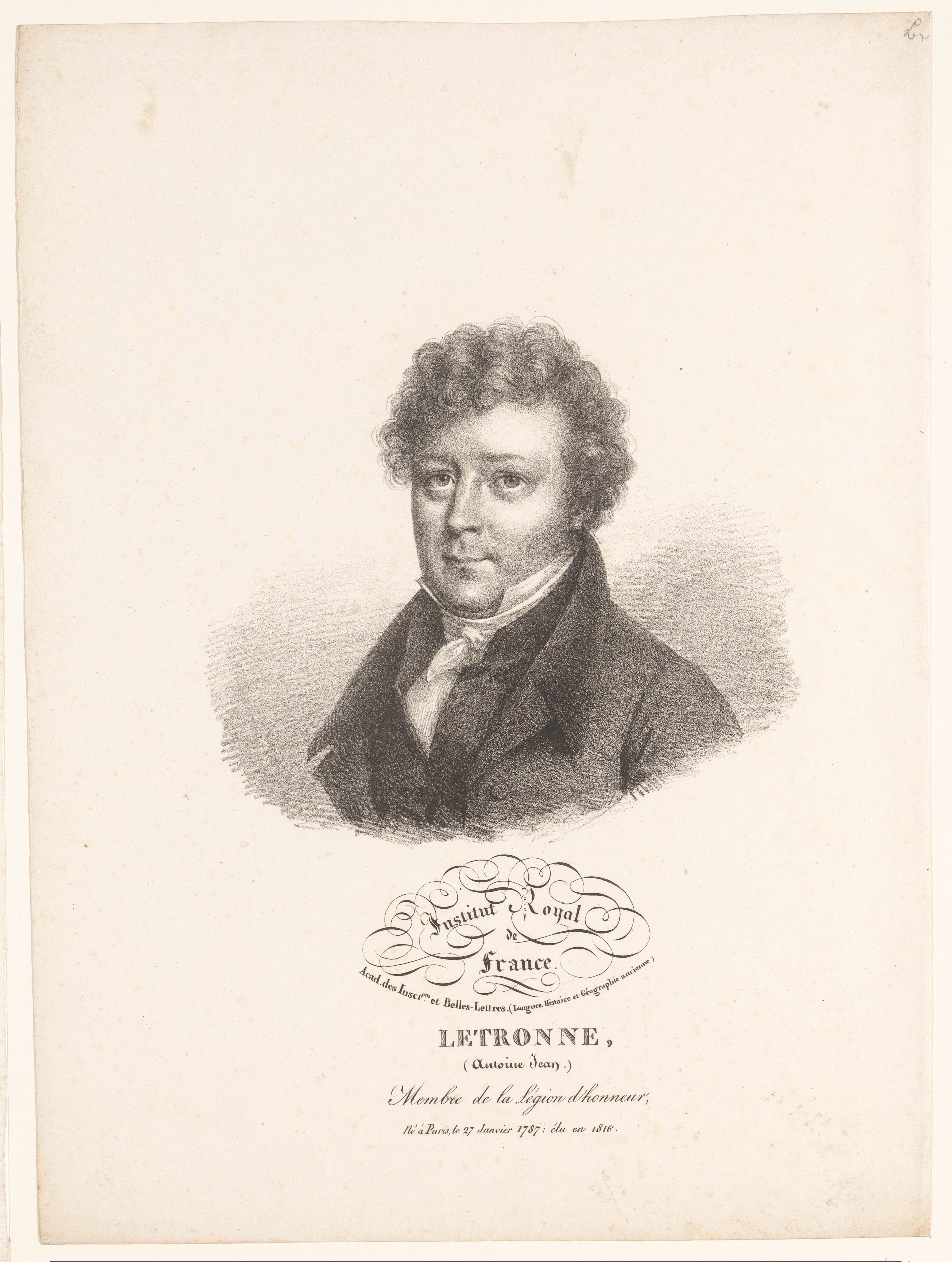 Portret van de archeoloog Jean-Antoine Letronne