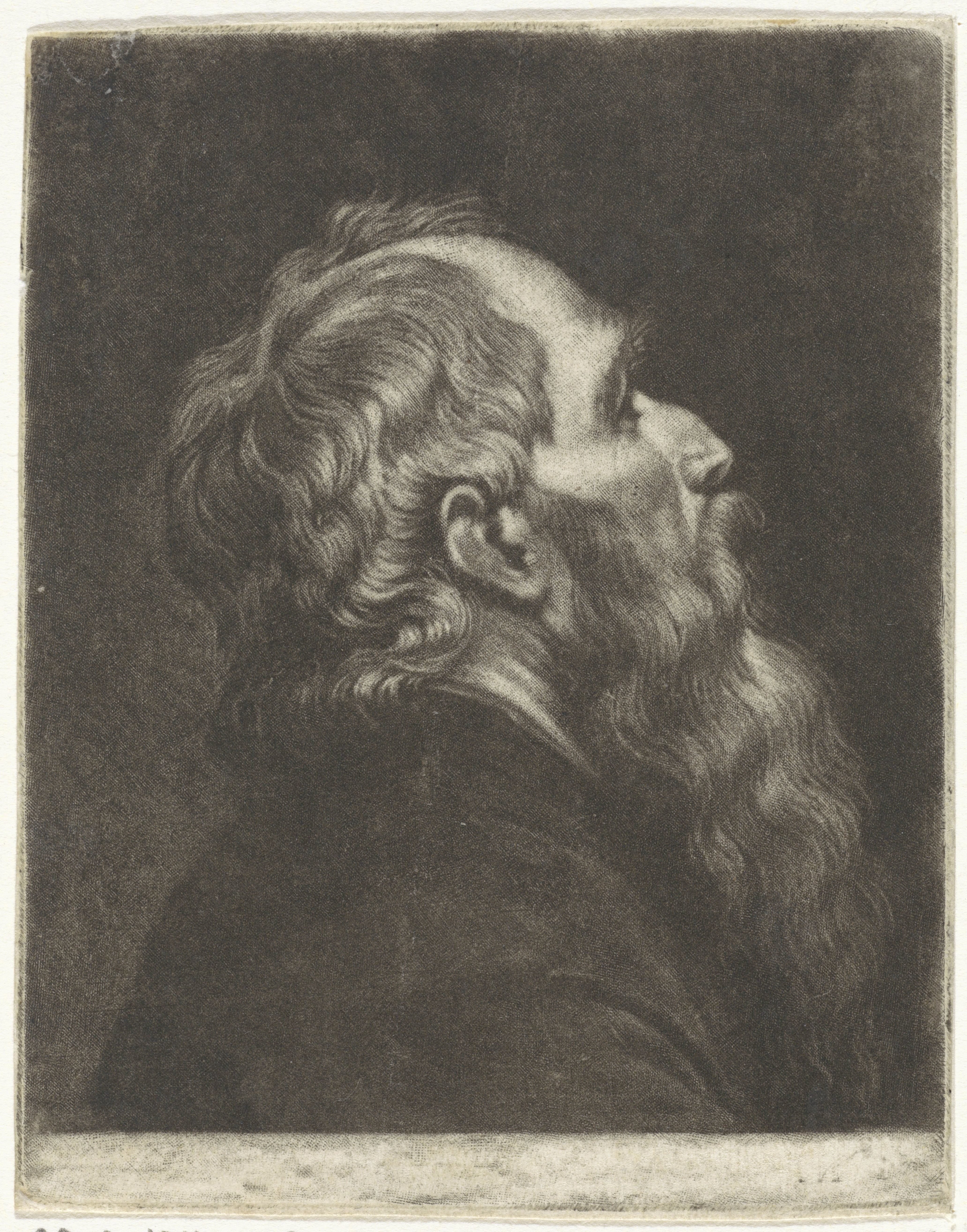 Buste van een man met een baard, in profiel