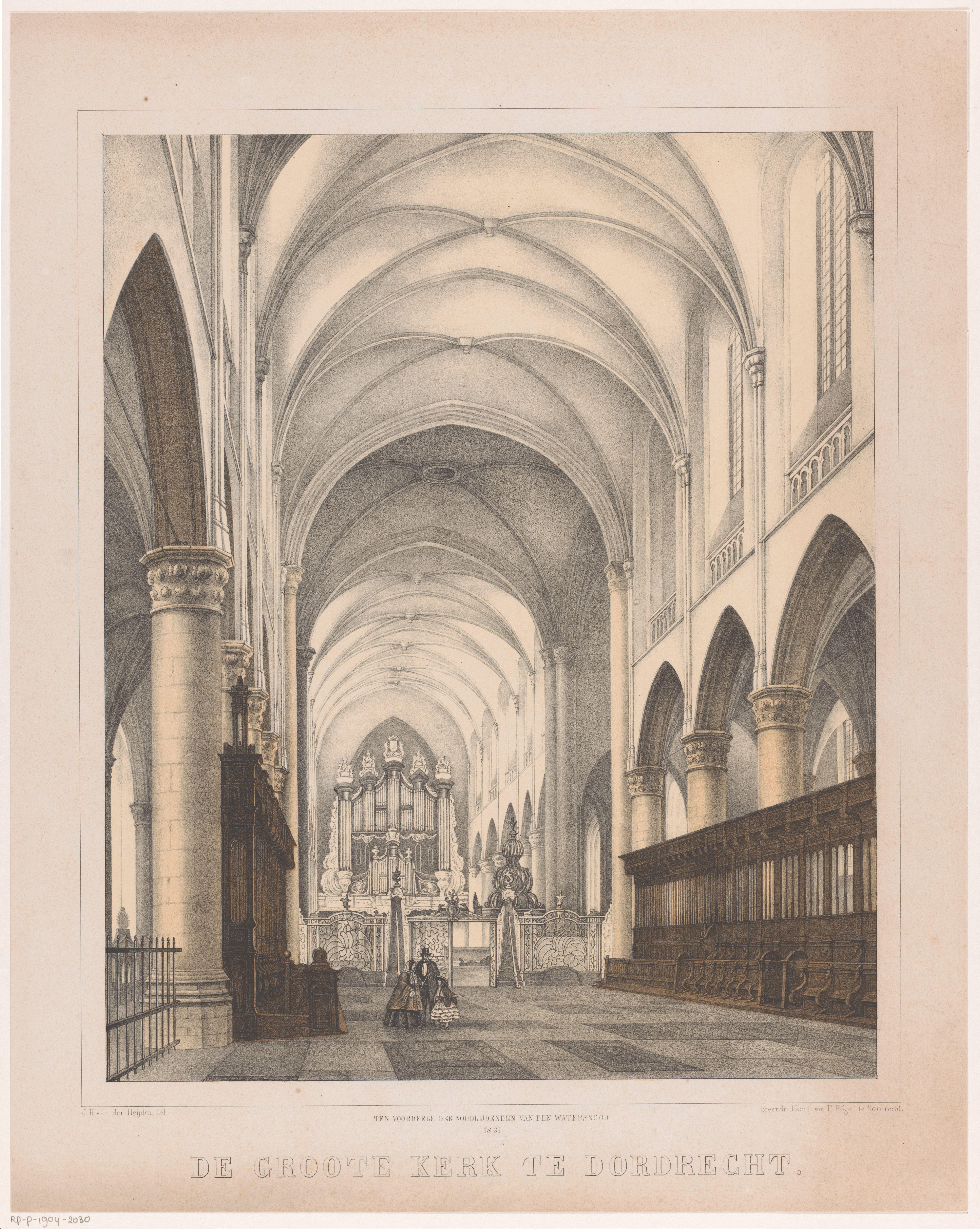 Interieur van de Grote Kerk in Dordrecht