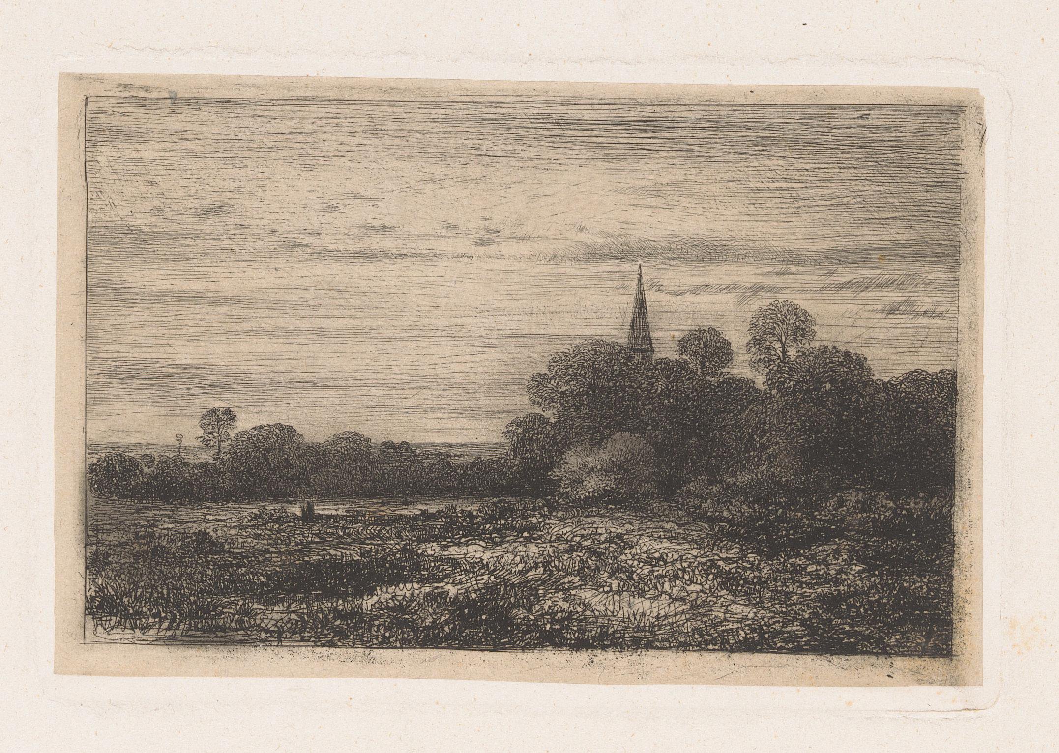 Landschap met kerktoren