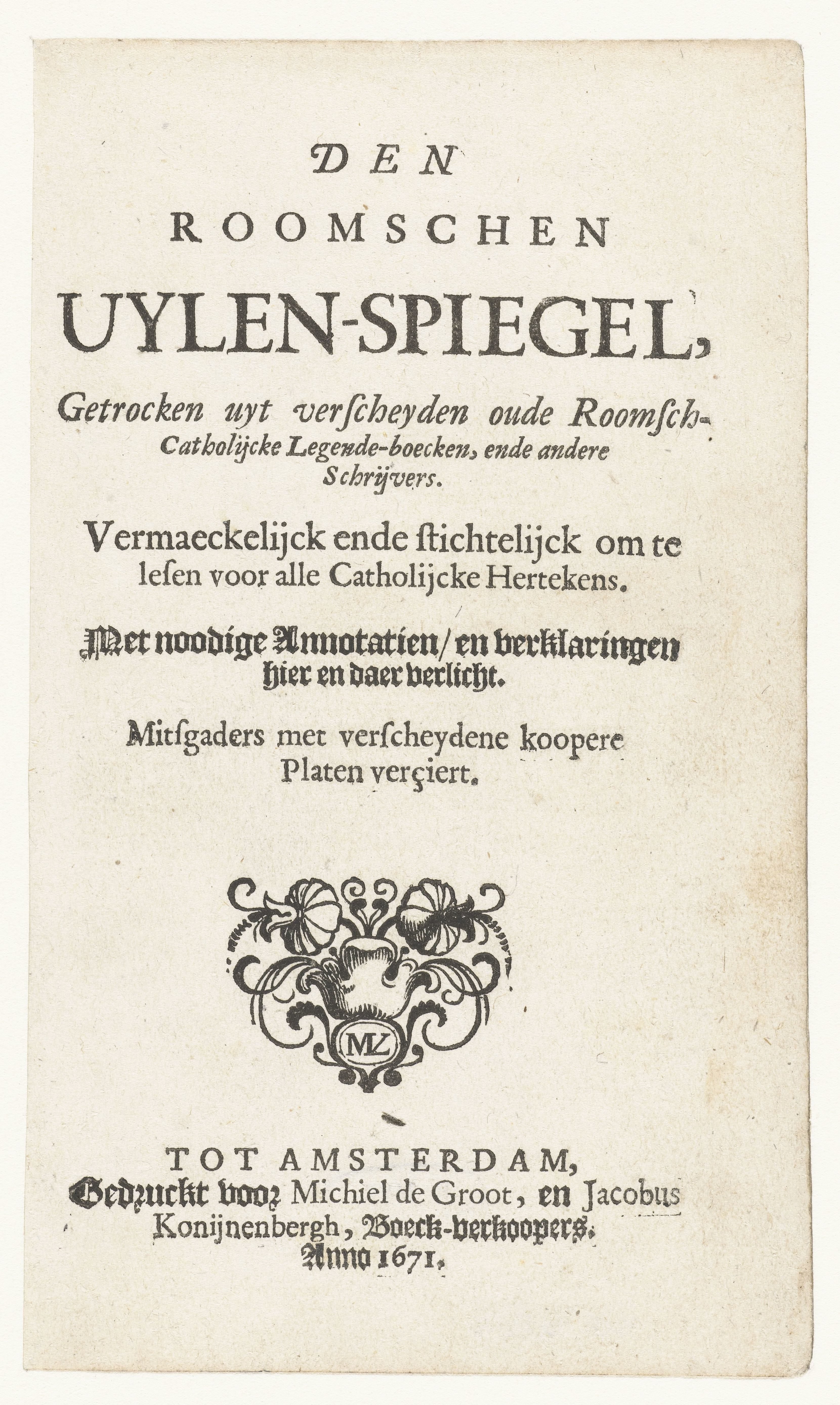 Titelpagina van De Roomse Uilenspiegel