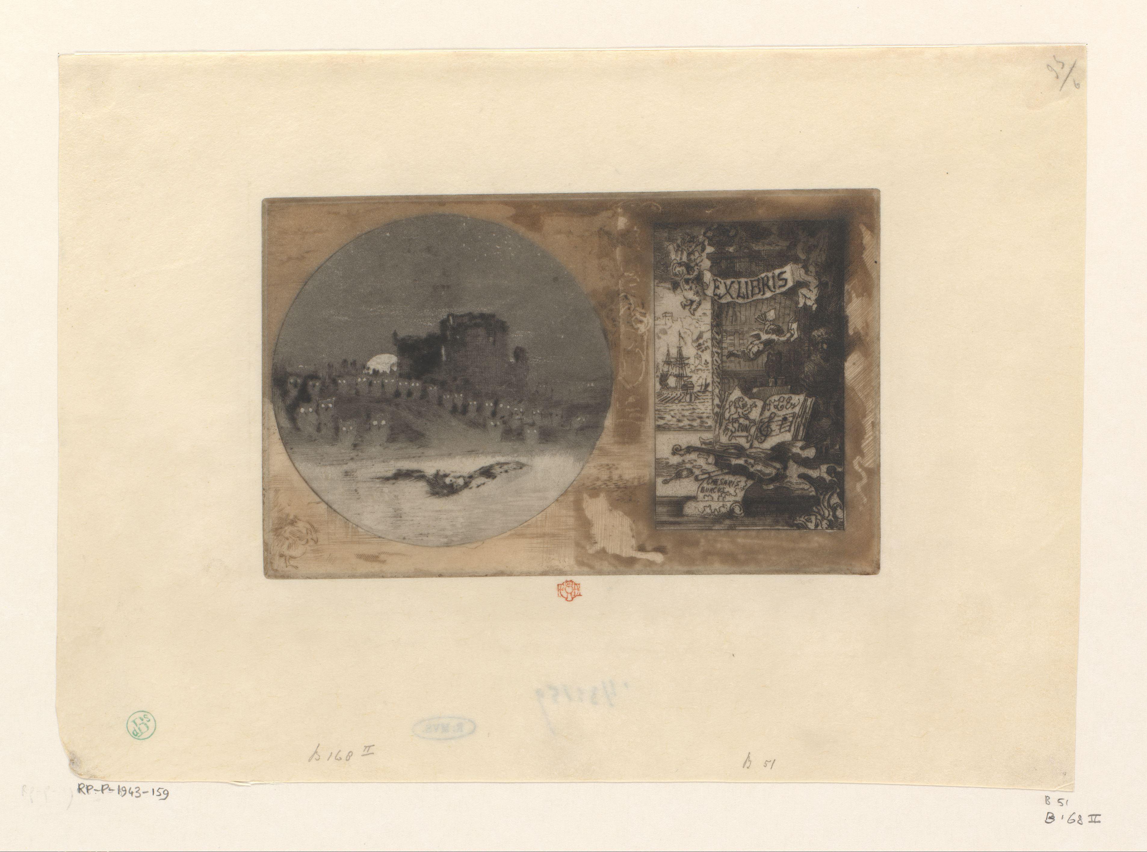 Kasteel met uilen en ex libris