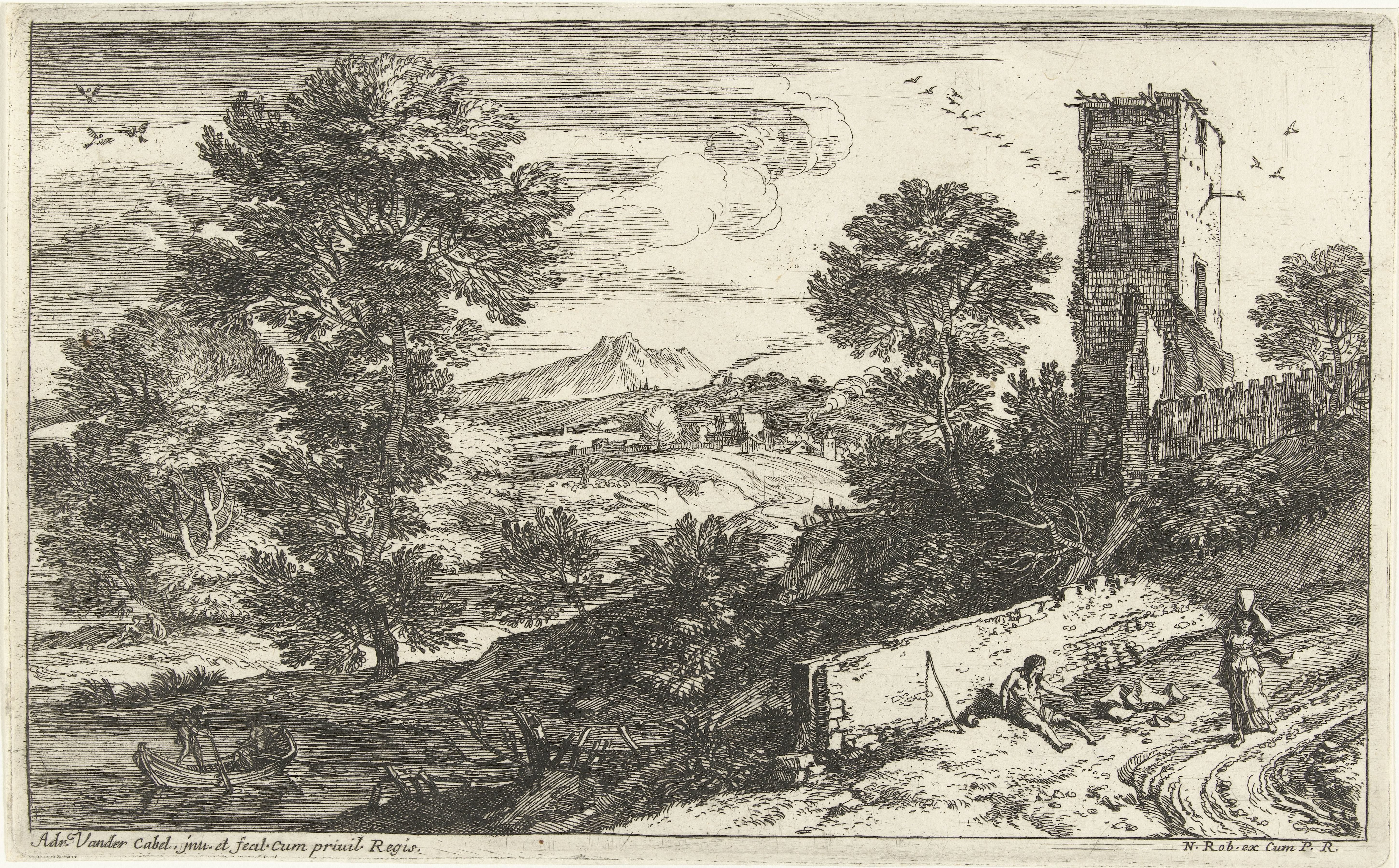 Landschap met bedelaar
