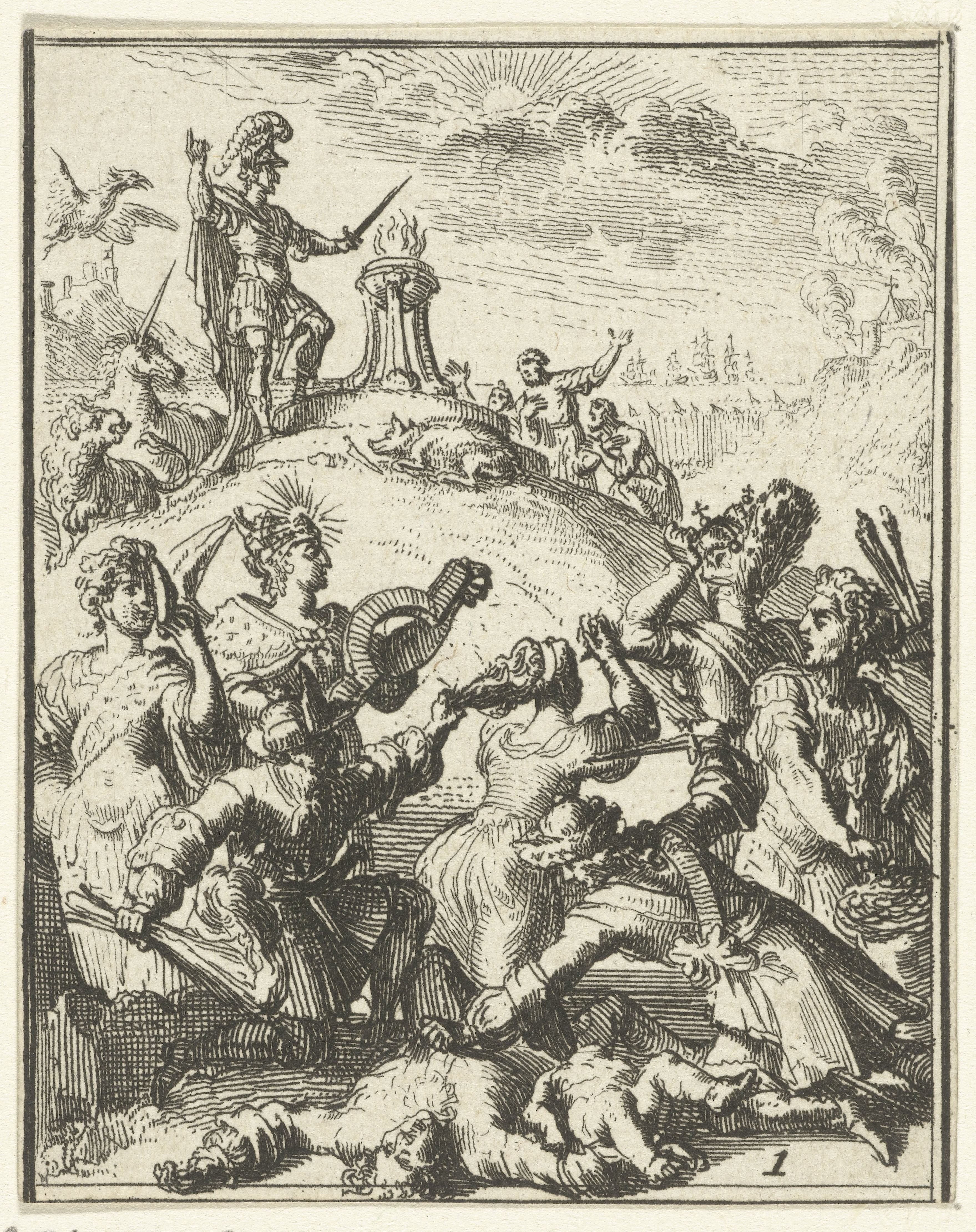 Allegorie op de inval van de Fransen en de bevrijding door Willem III
