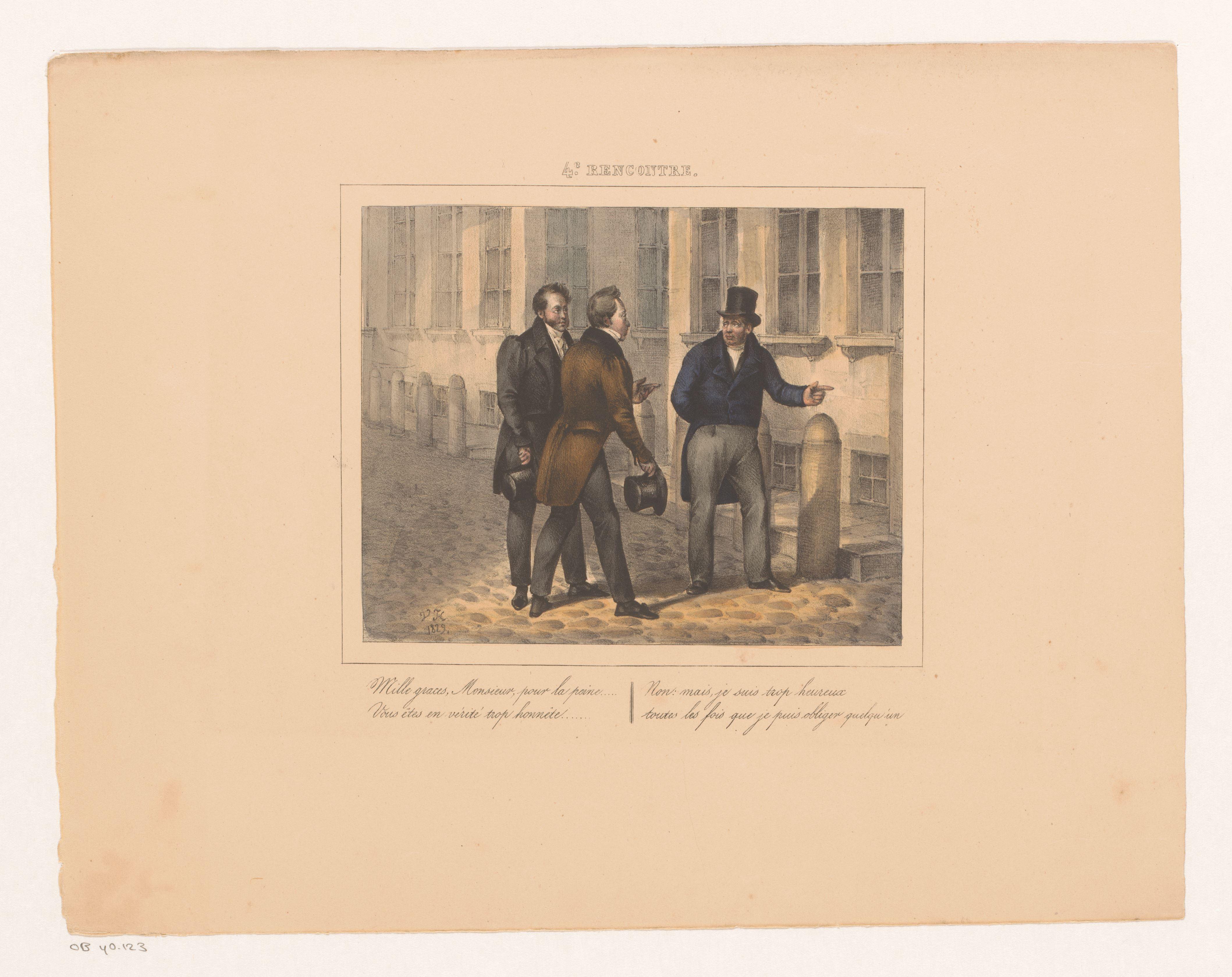 Koning Willem I wijst twee mannen de weg, 1829