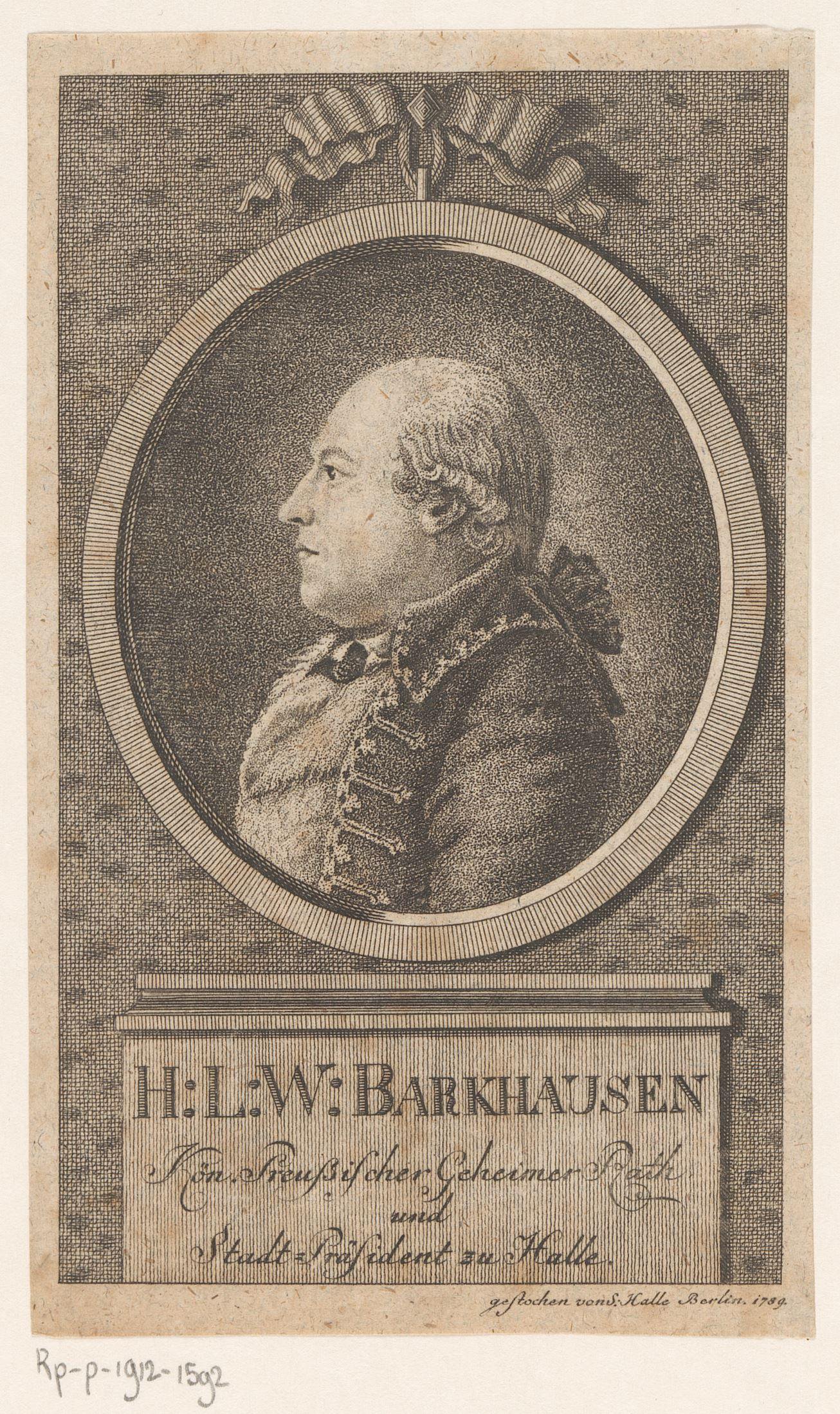 Portret van Heinrich Ludwig Wilibald Barckhausen