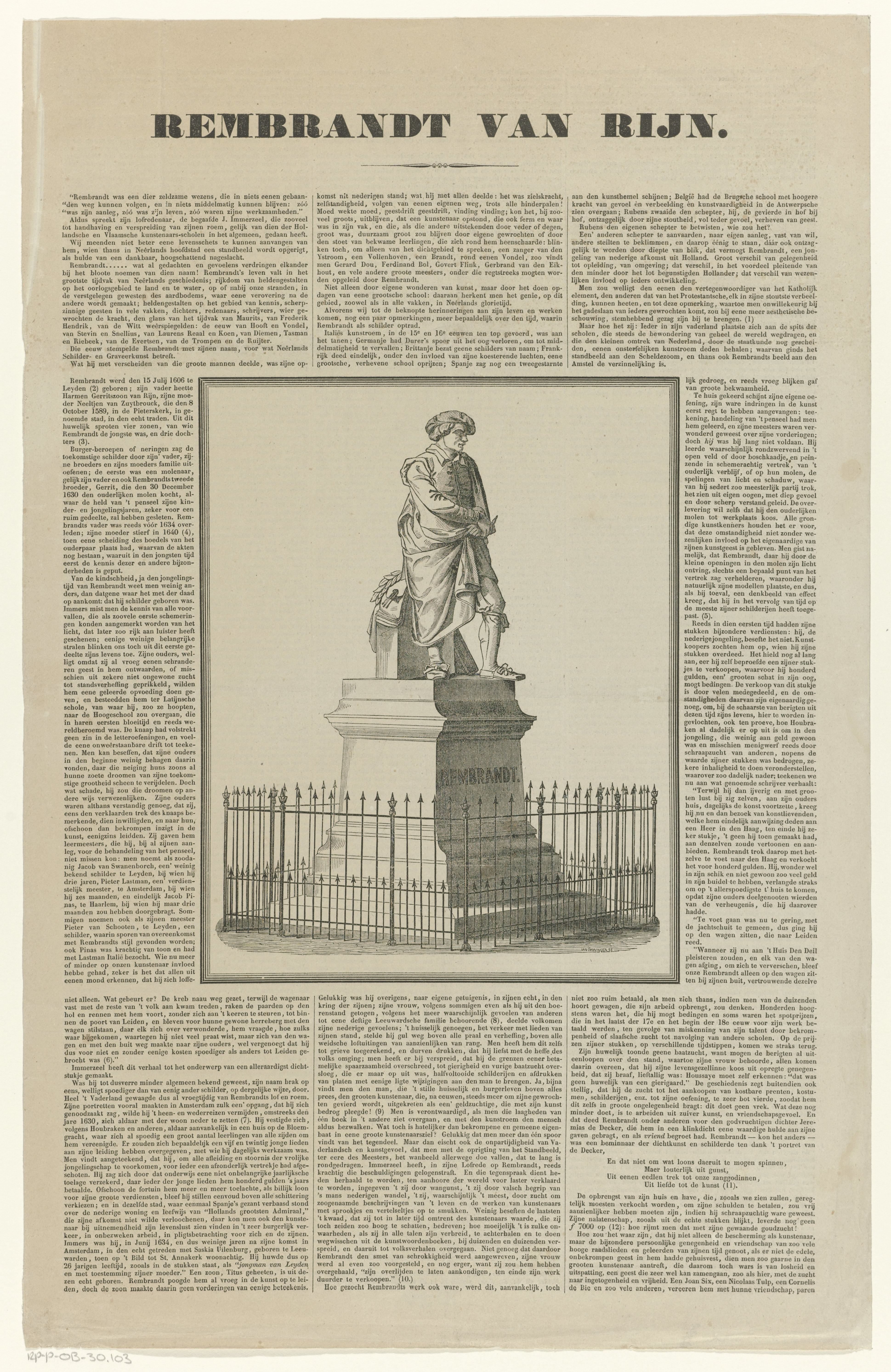 Standbeeld van Rembrandt Harmensz. van Rijn op het Rembrandtplein te Amsterdam