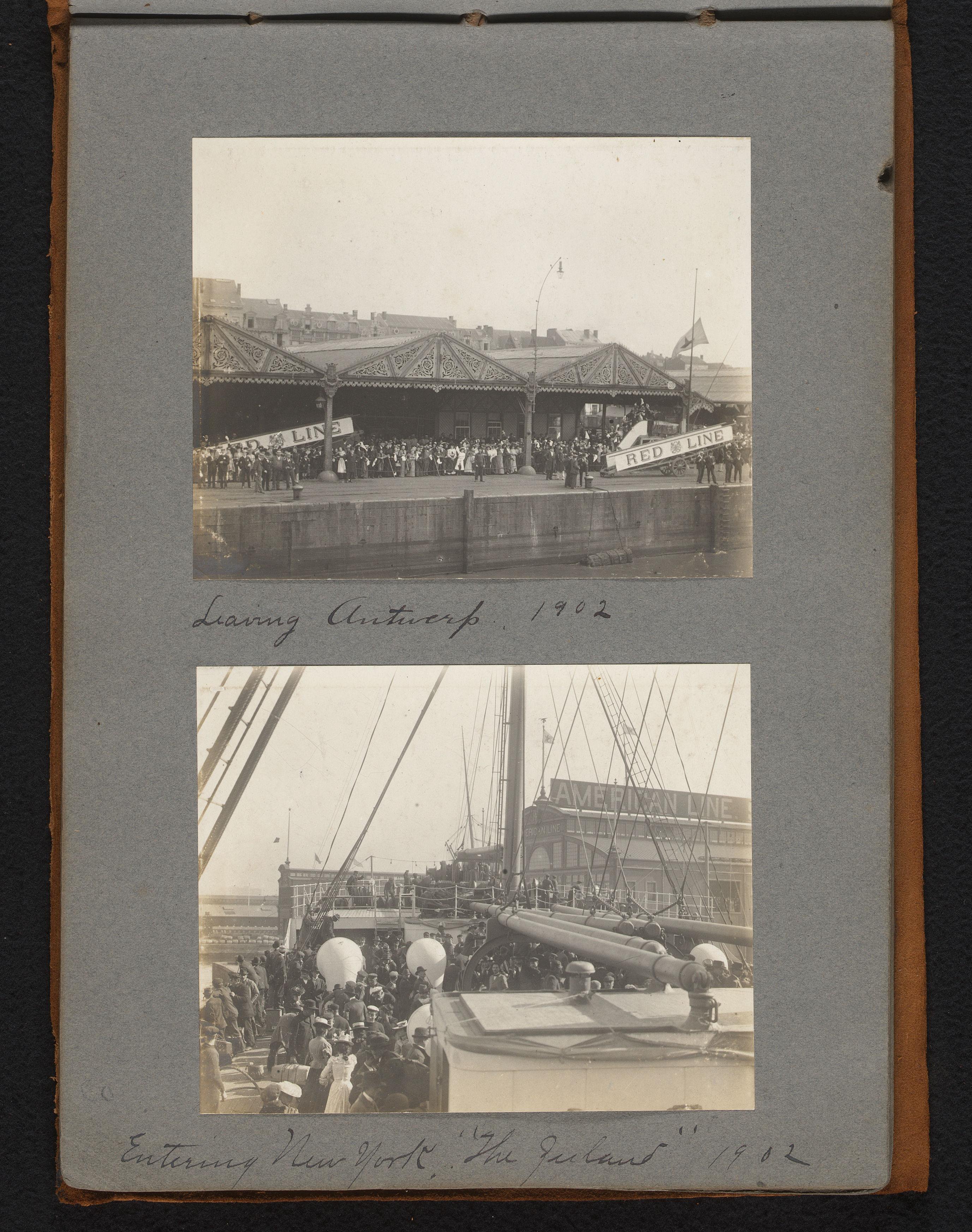 Vertrek uit Antwerpen met Red Star Line en aankomst in New York, gezien vanaf stoomschip "The Zeeland"