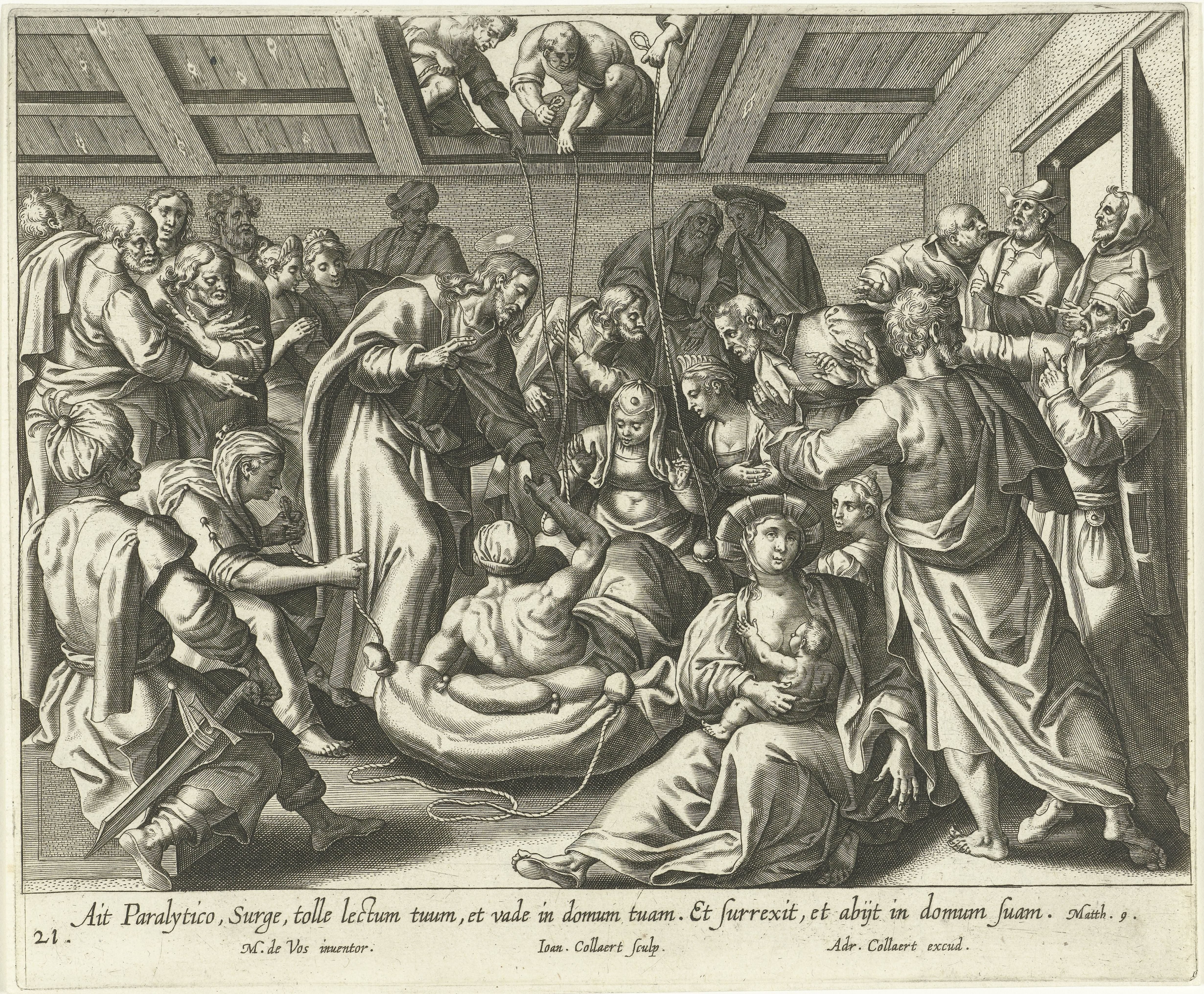 Christus geneest een verlamde man die door het dak werd neergelaten