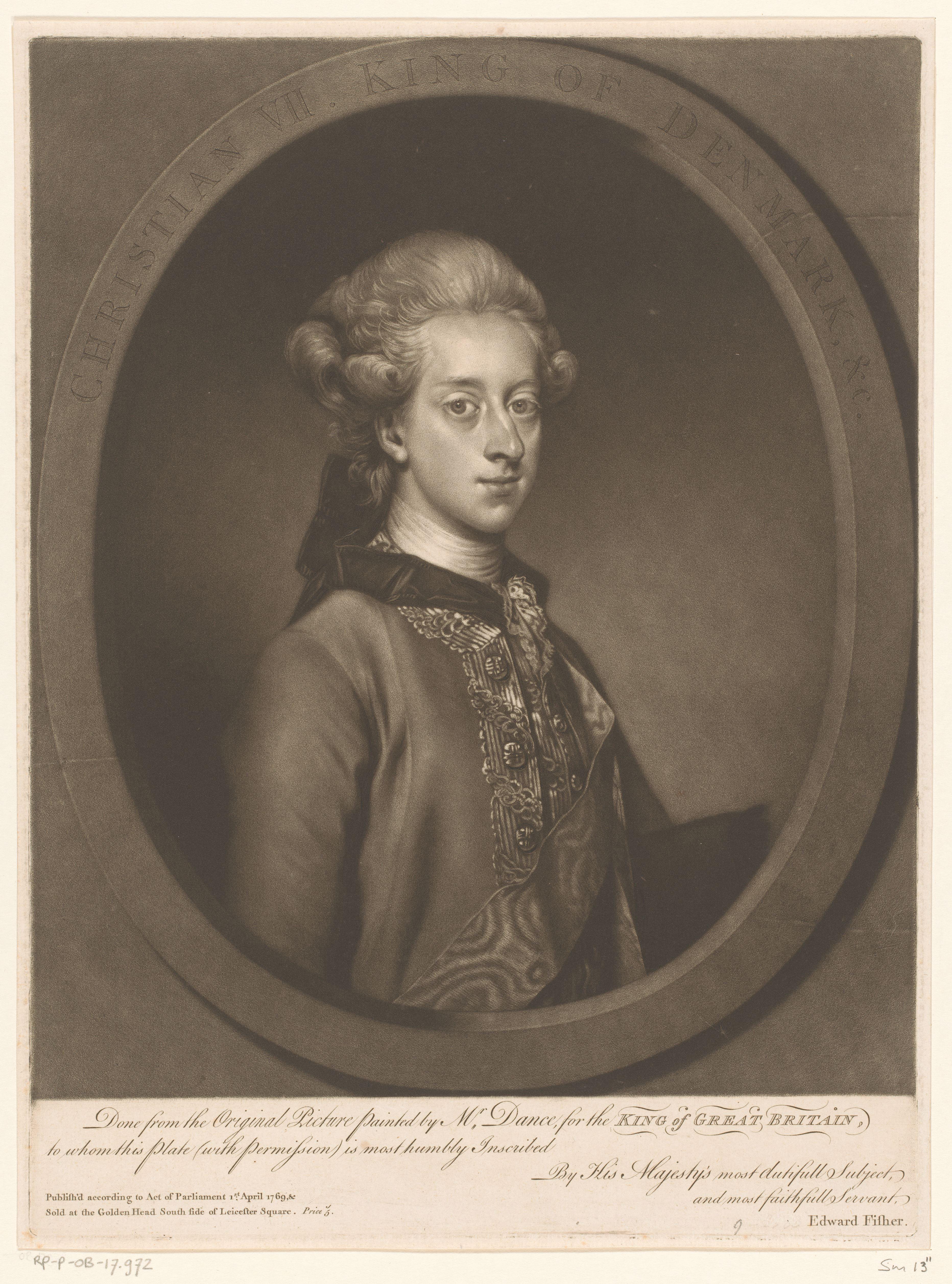 Portret van Christiaan VII van Denemarken