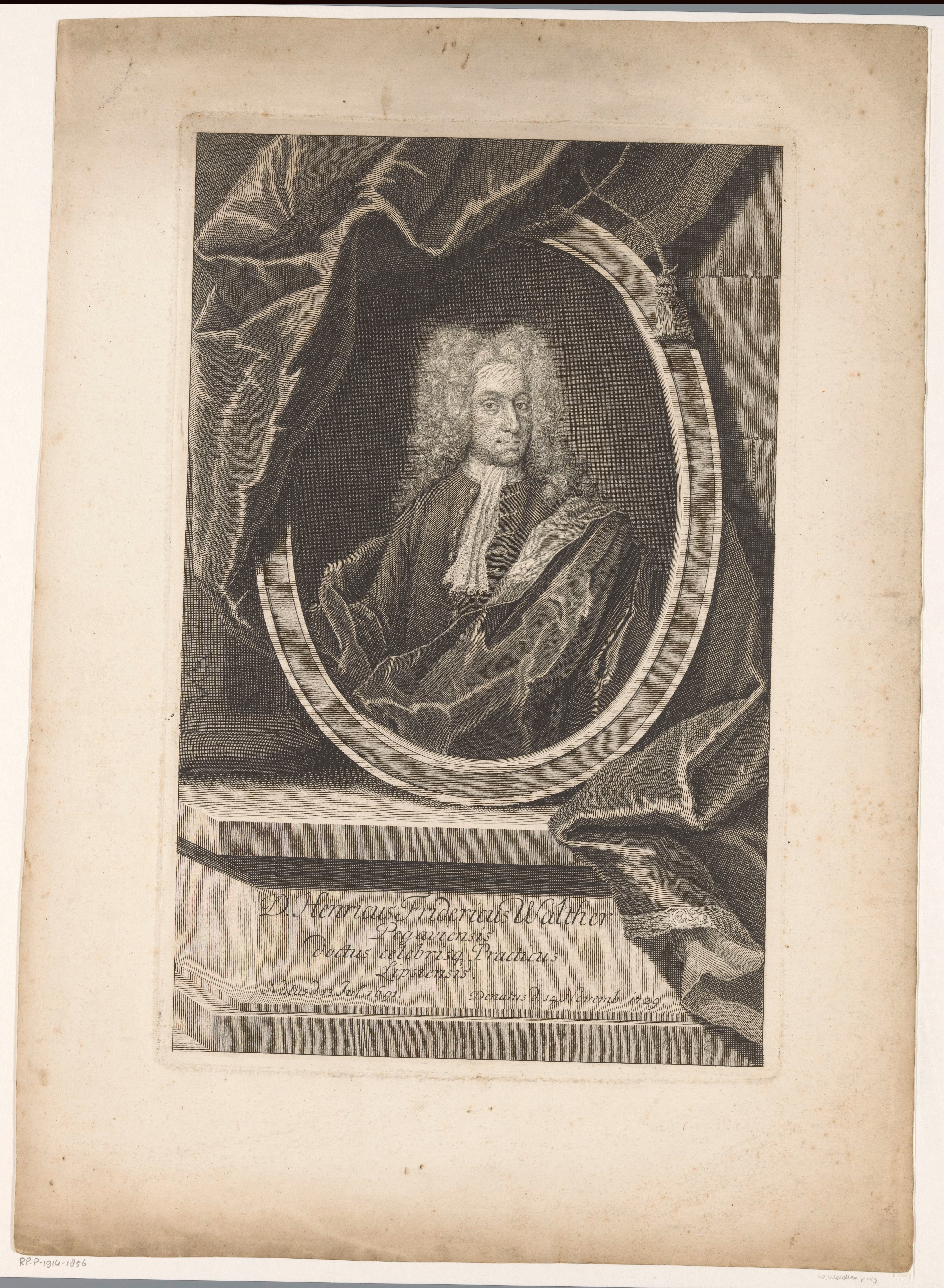 Portret van Heinrich Friedrich Walther