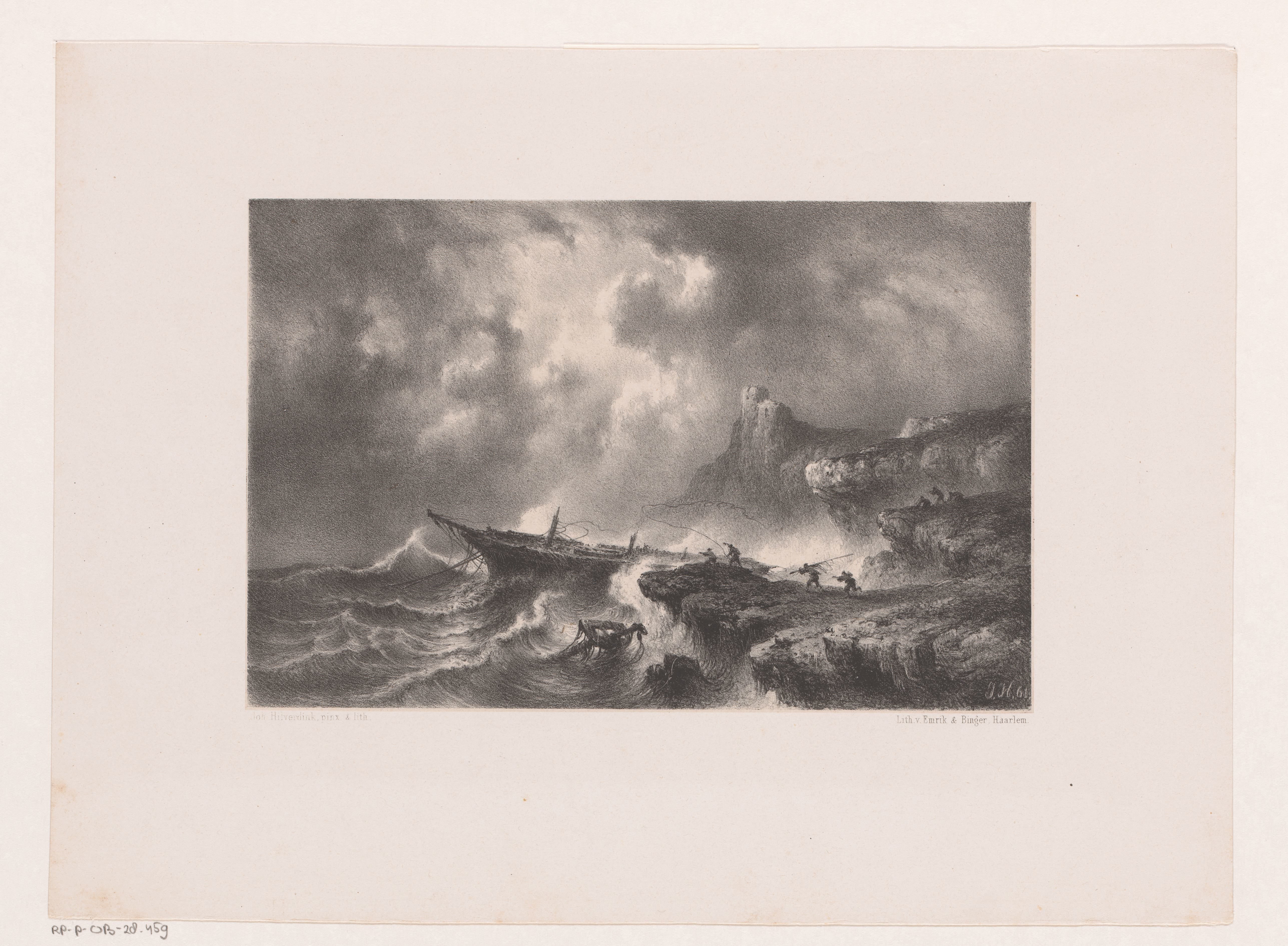 Schip in nood bij storm op zee