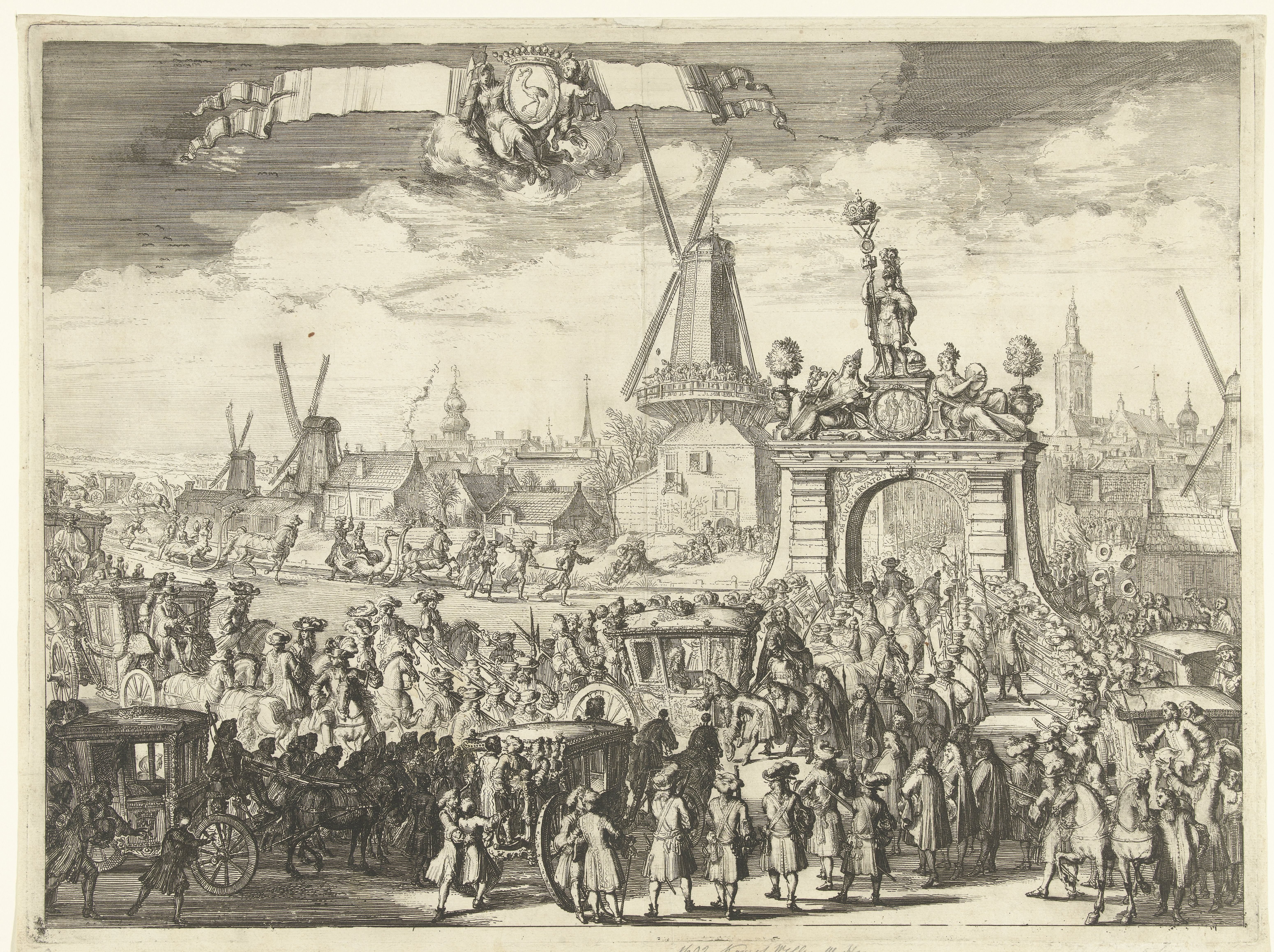 Aankomst van Willem III bij de Westeinderbrug, 1691