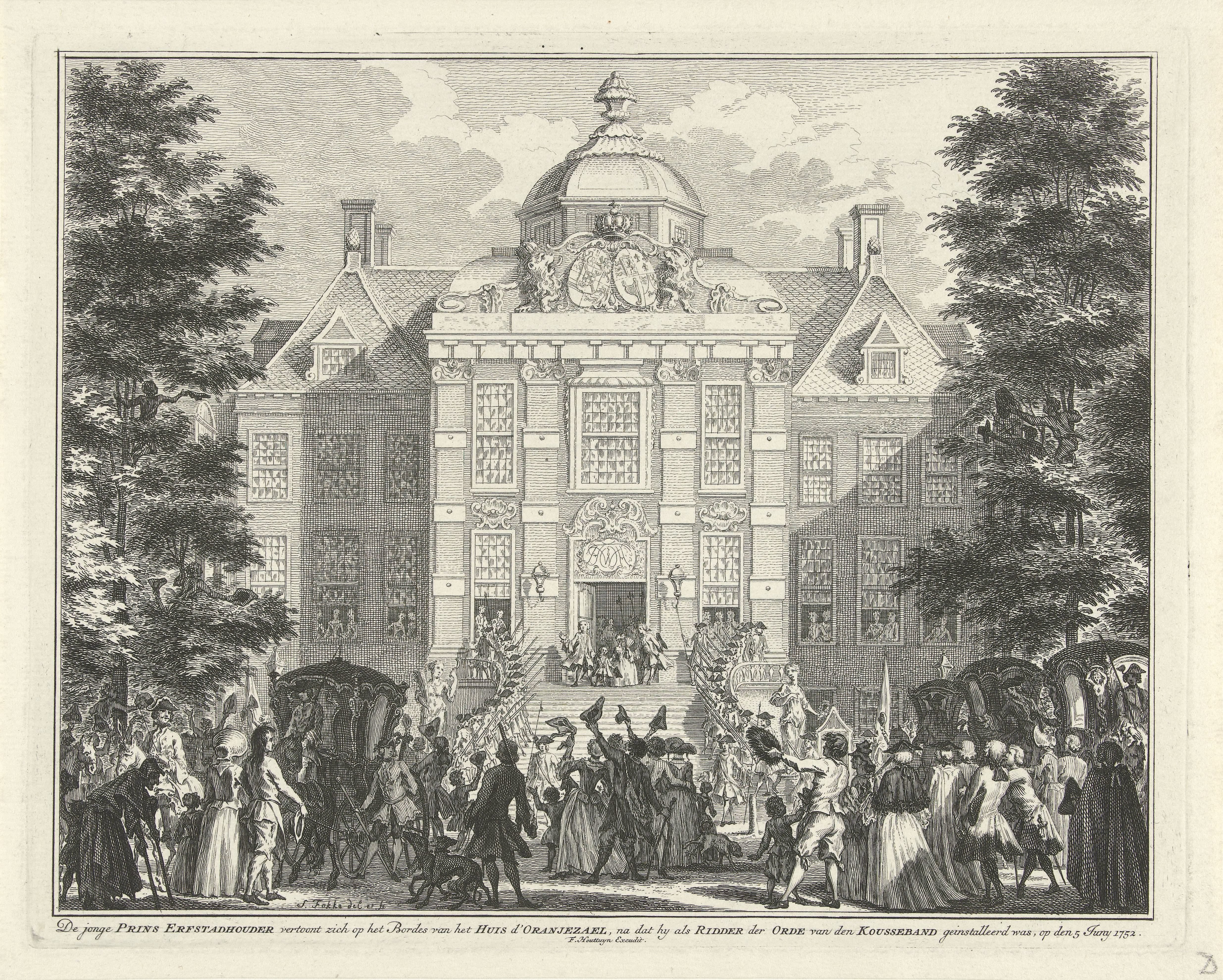 Willem V vertoont zich als Ridder van de Kousenband, 1752