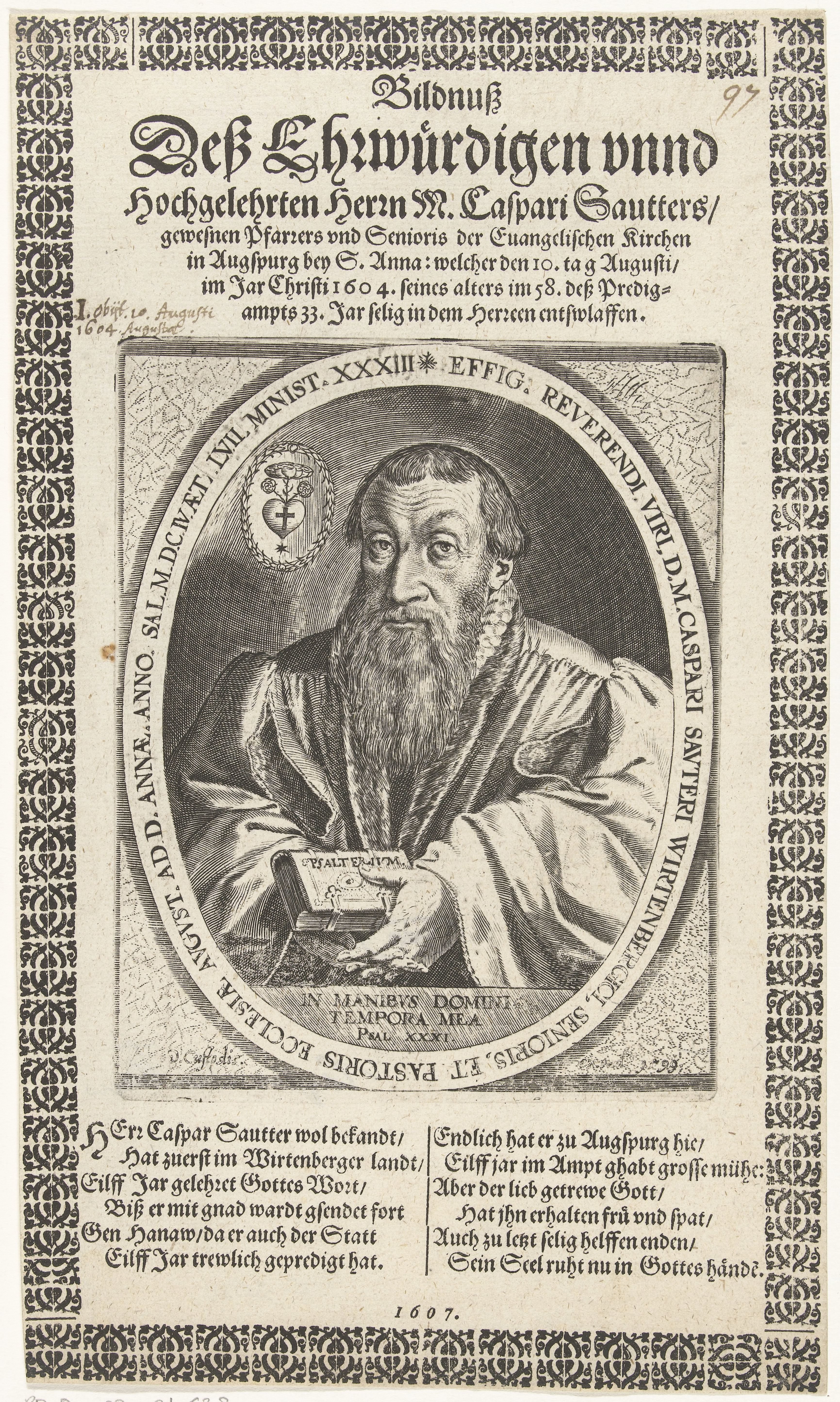 Portret van dominee Kaspar Sautter