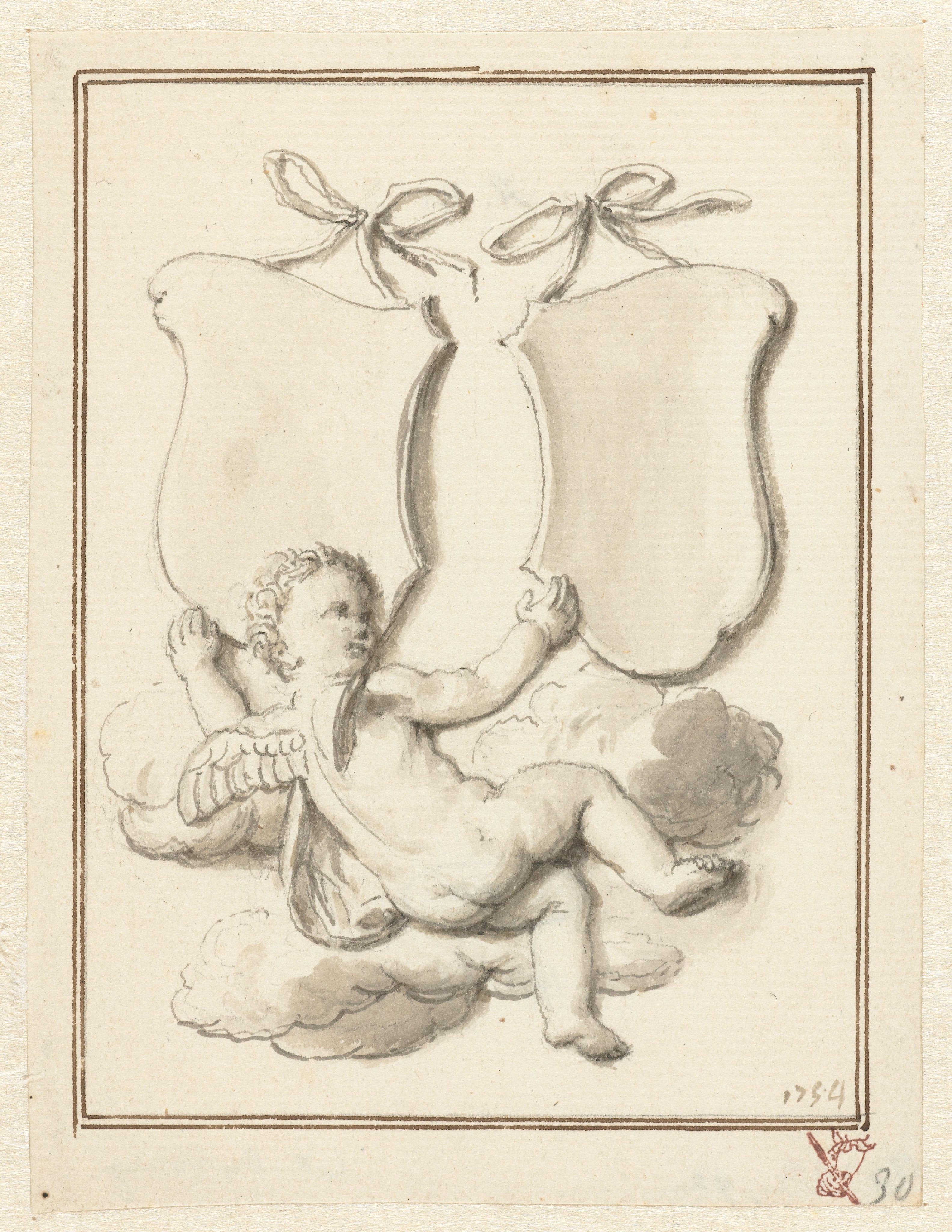 Putto met twee wapenschilden