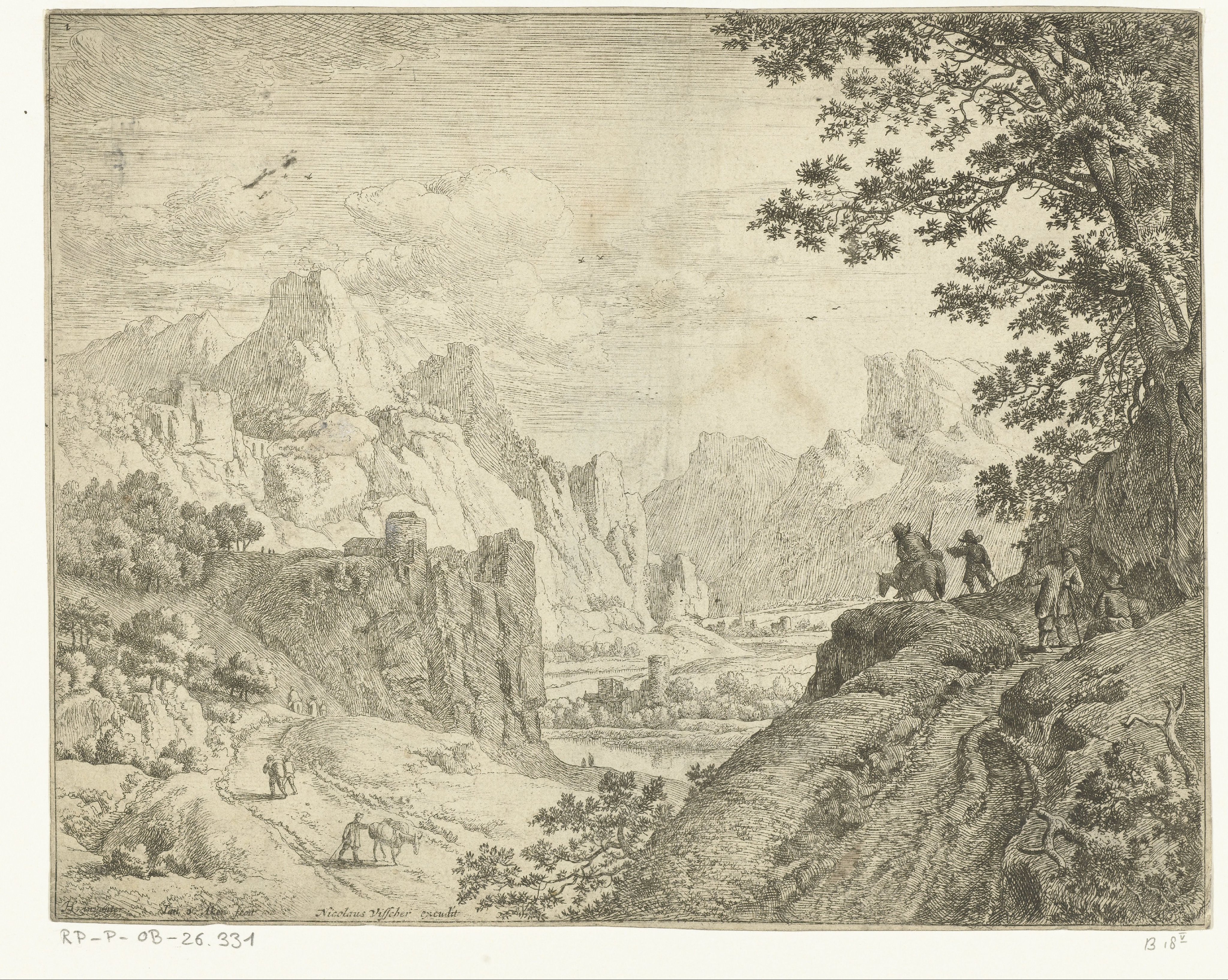 Rivierlandschap met reizigers