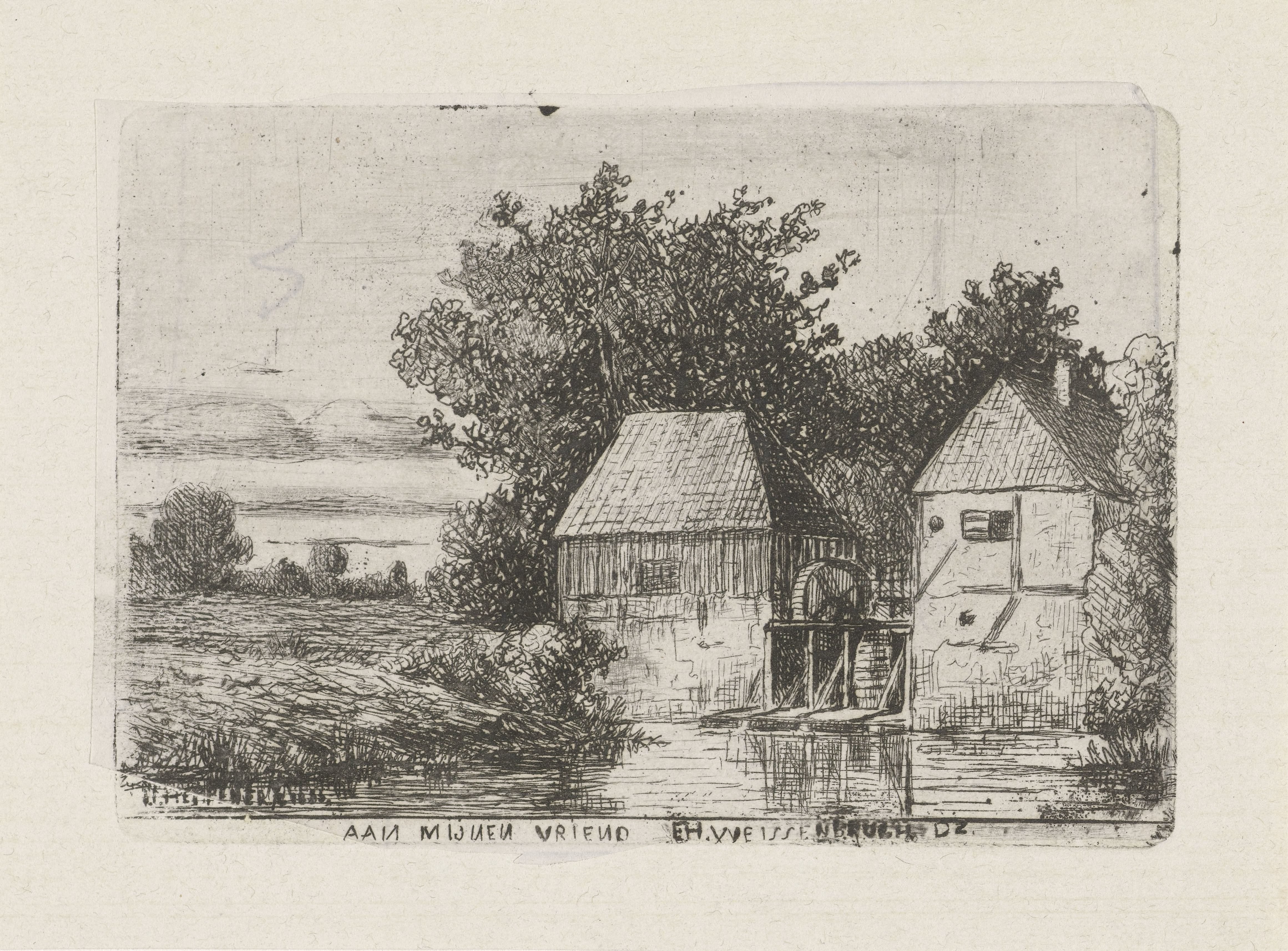Landschap met watermolen
