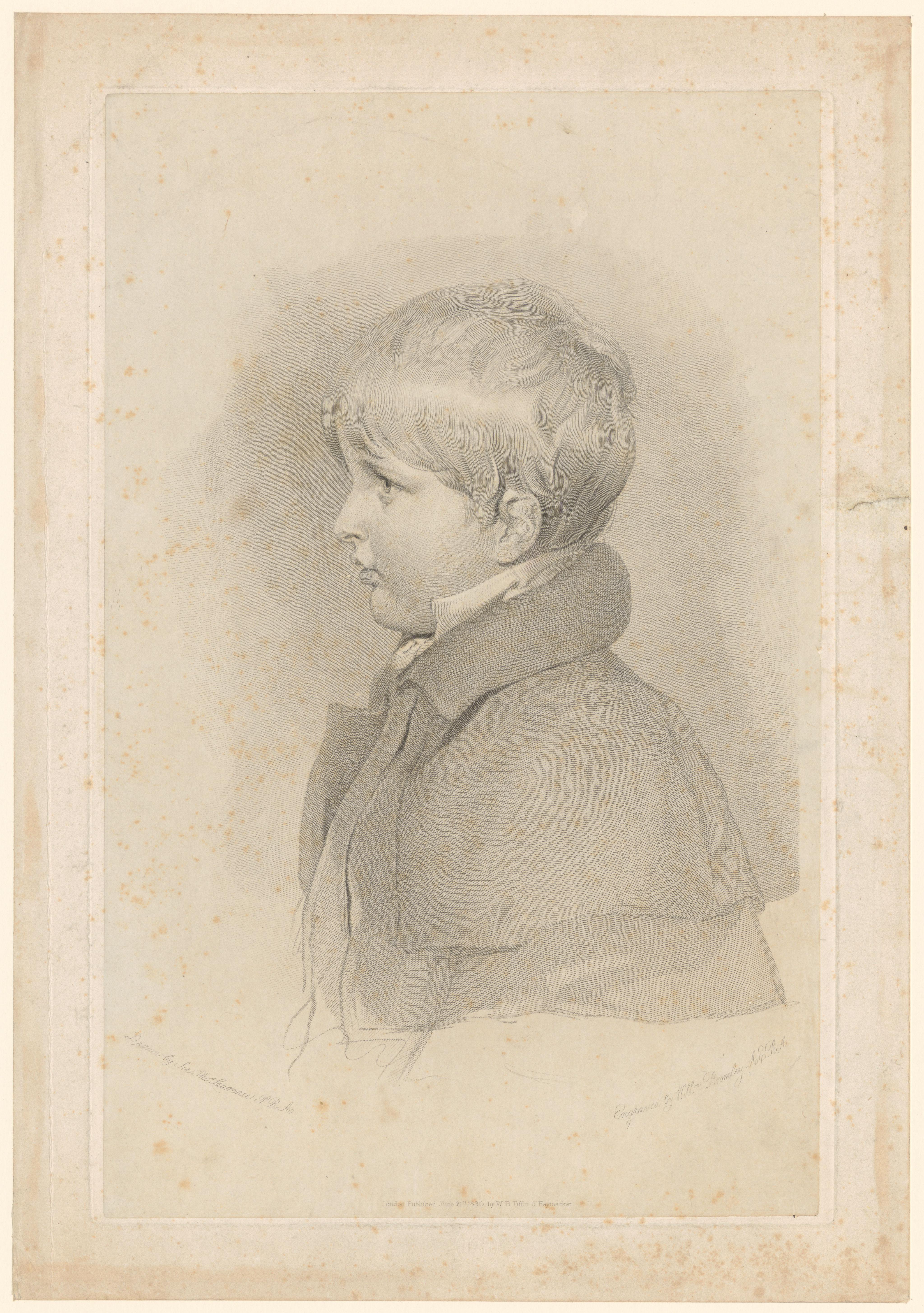 Portret van Napoleon II als kind, in profiel